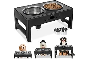 Adjustable Elevated Dual Dog Bowl Raised Stand Feeder