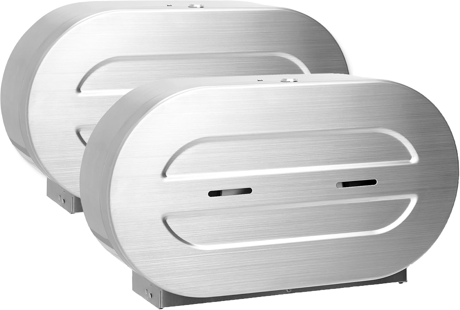 Double Jumbo Toilet Paper Dispenser (2-Pack) - Stainless Steel Commercial Dual Roll Wall Mount with Removeable Spindles for Multiple Core Sizes, Fits 9" Rolls (Patent-Pending)