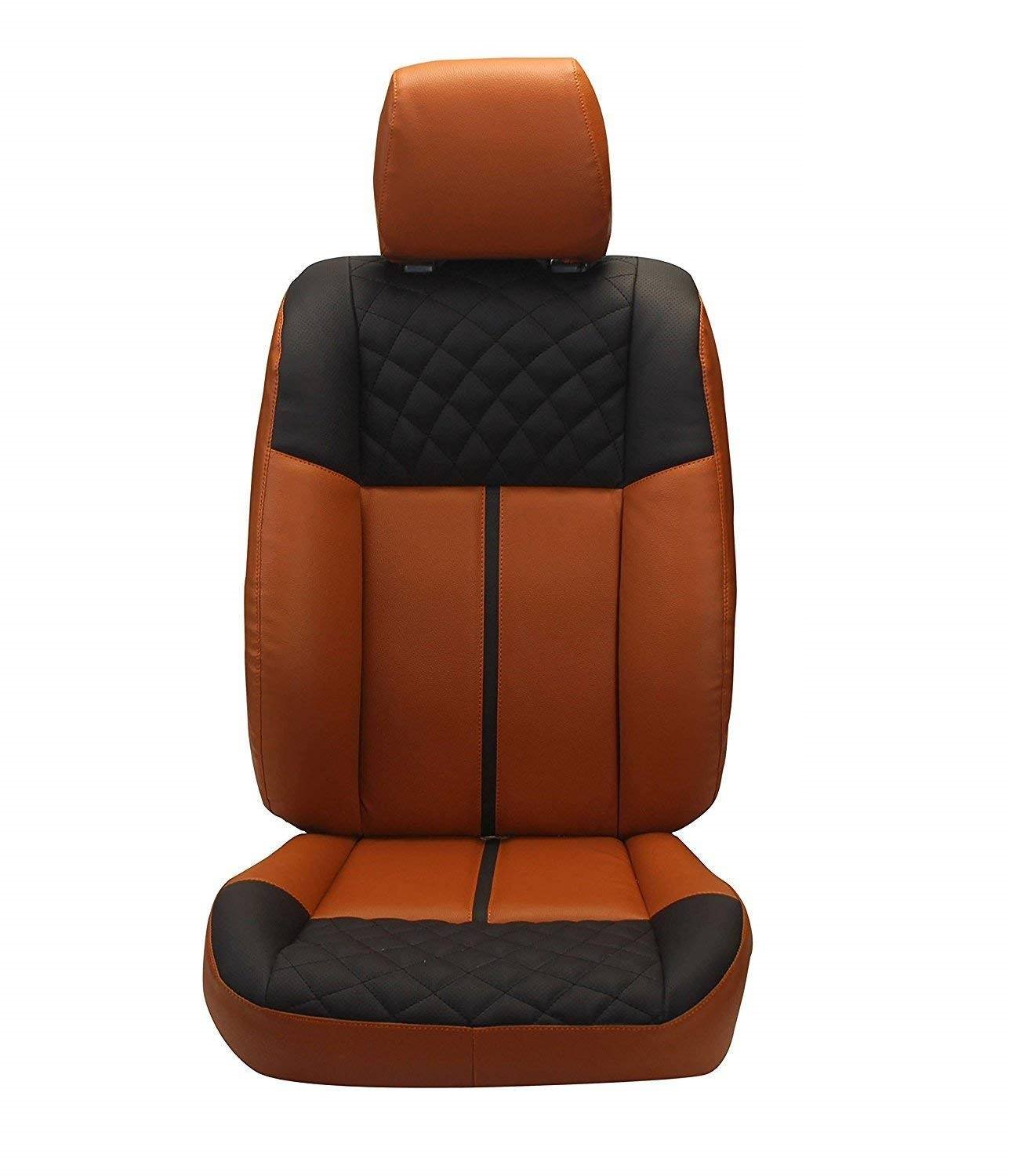 Hi Art Orange and Black Leatherette Custom Fit Seat Covers Compatible with Mahindra Xylo 7
