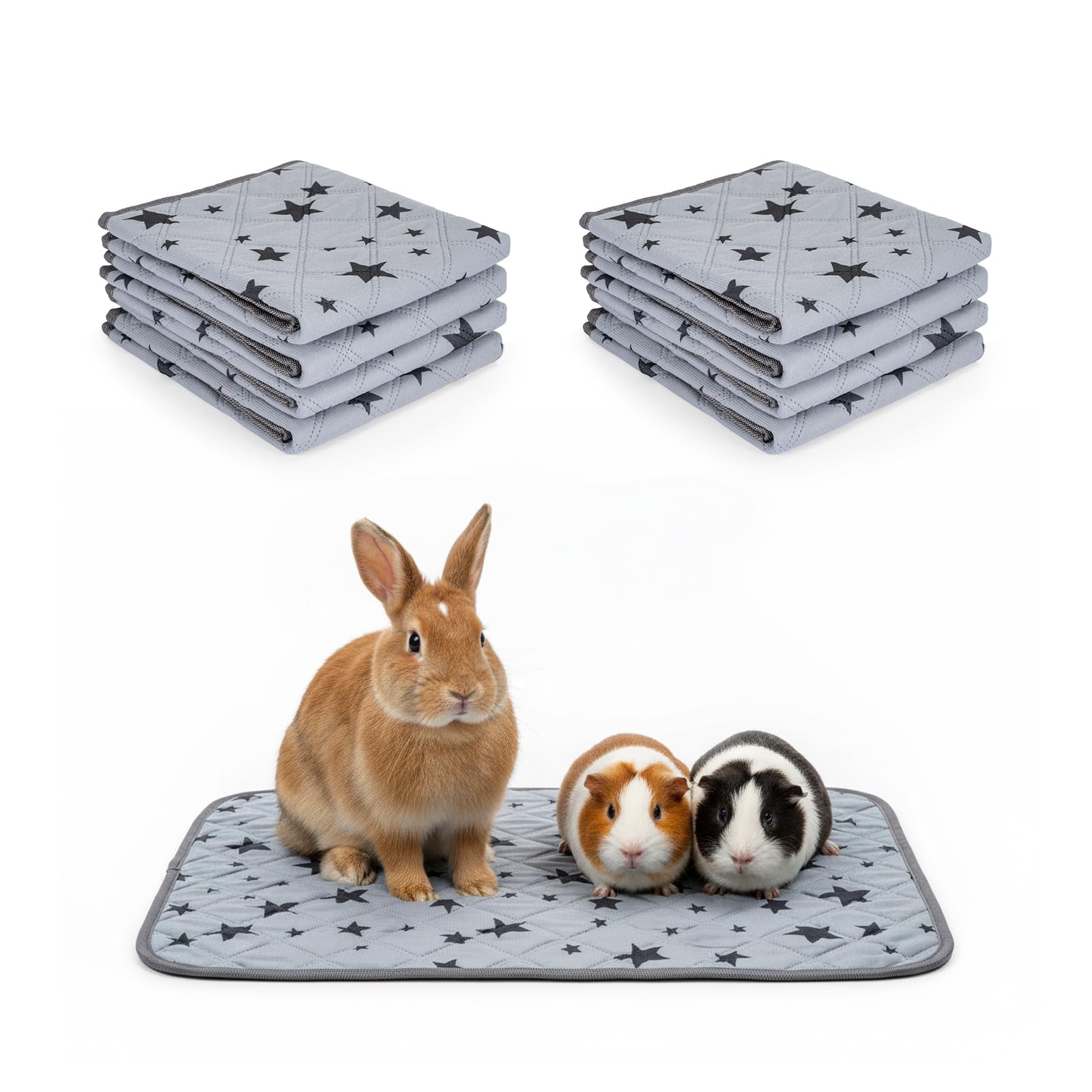 M.J COMFY-LIFE 8PCS Guinea Pig Cage Liners ,Reusable Washable Absorbent Pee Pads, Waterproof Non-Slip for Small Animals – Rabbit, Hamster, Chinchilla, Hedgehog (30x30cm)