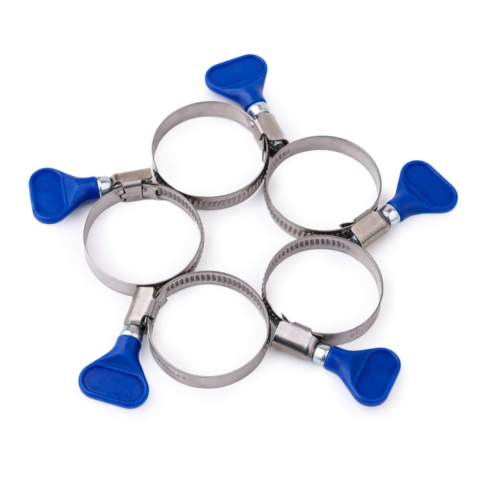 BFG Stainless Steel Hose Clamp Set, Size 40-60mm - 5 PCS - Adjustable Butterfly Pipe Clip - Precision Engineering for Perfect Seals, Ideal for Securing Garden Hoses on Barbed Hose Tails