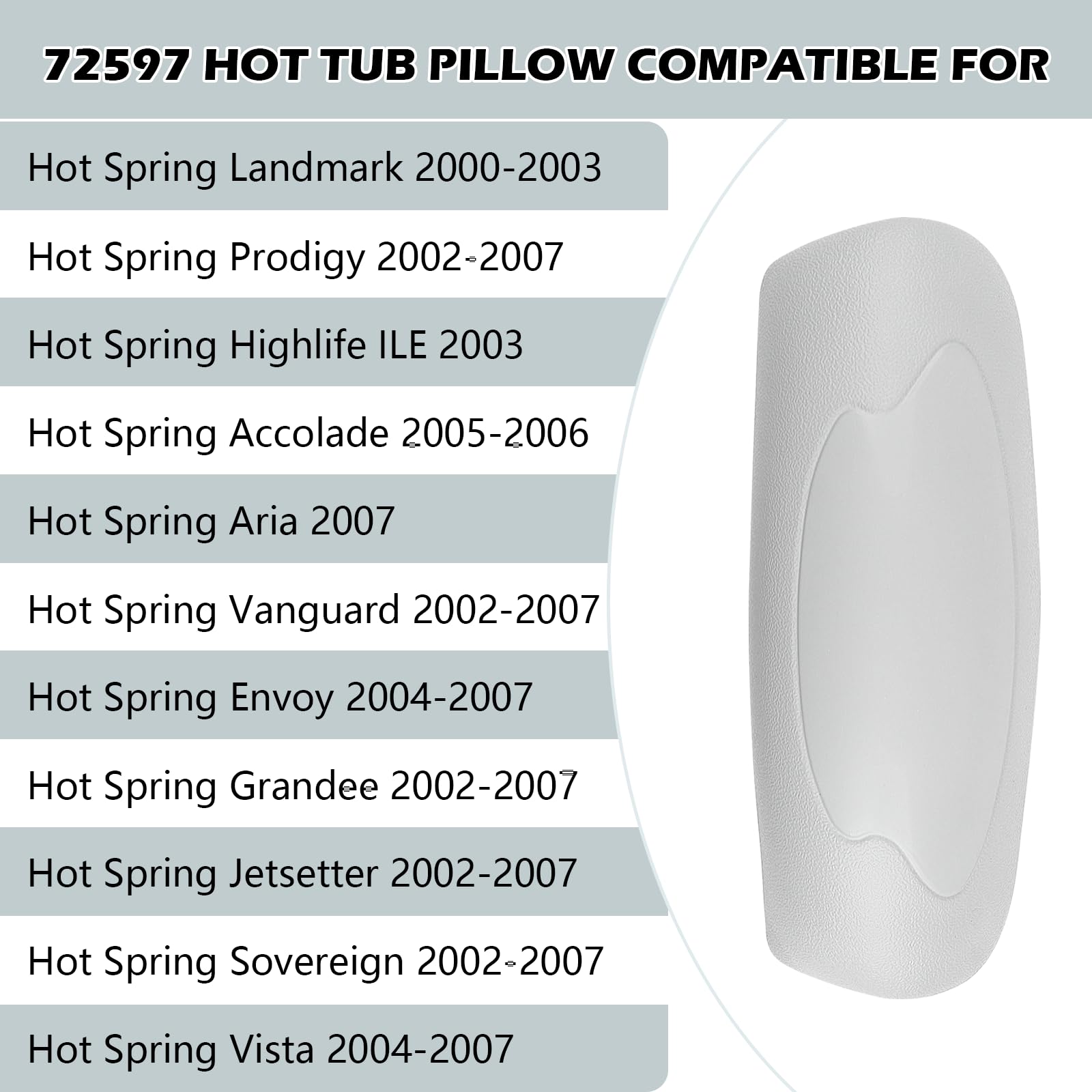 72597 Whirlpool-Kissen, Ersatz für Hot Spring Vista Whirlpool Spa Envoy Whirlpool Kissen Vanguard Jetsetter Prodigy Highlife Sovereign Series Whirlpool Kopfstütze 2002–2007