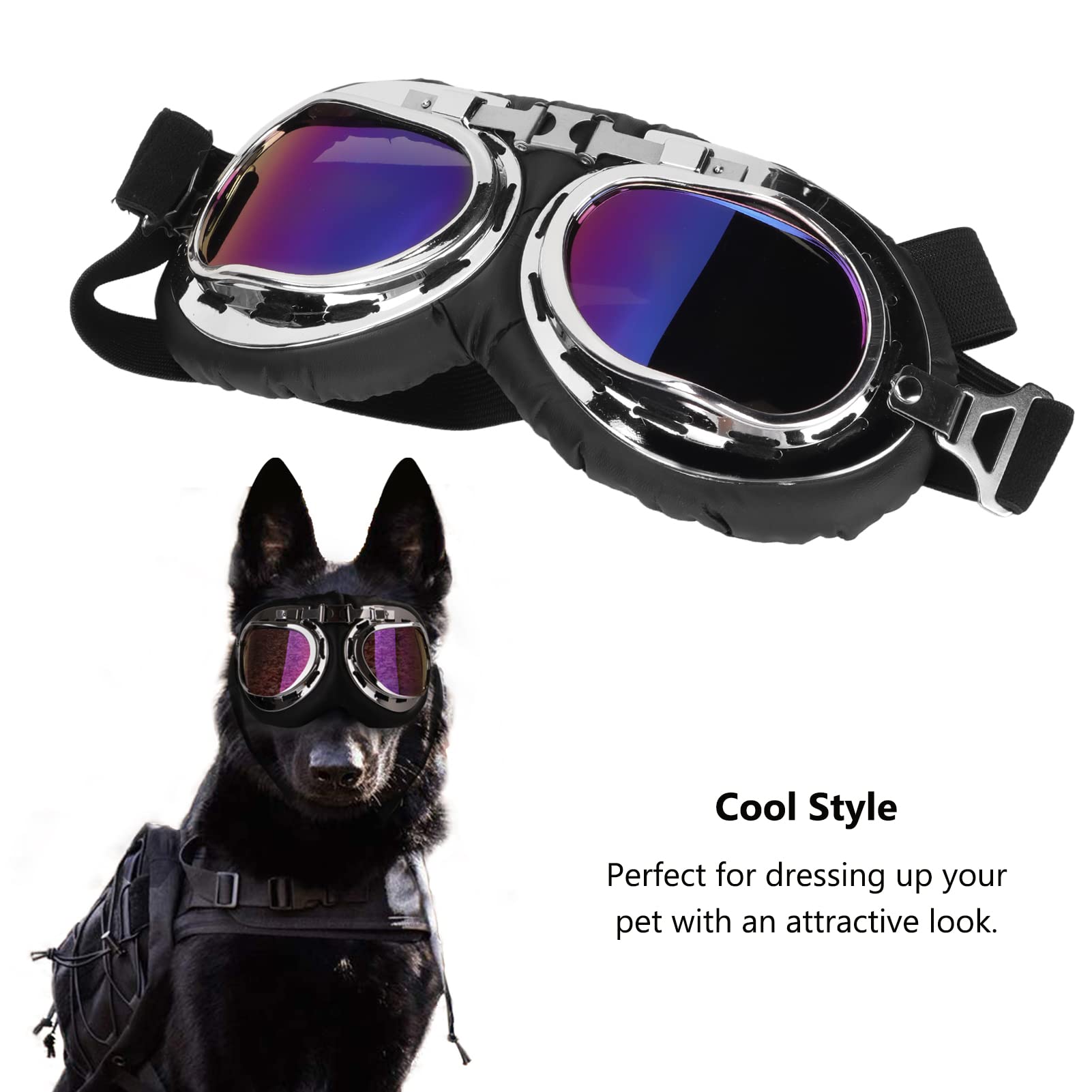 Naroote Dog Sunglasses, Large Breed & Small Breed, Extra Large Lens, Folding Frame, High Elastic Strap, Plastic, #4