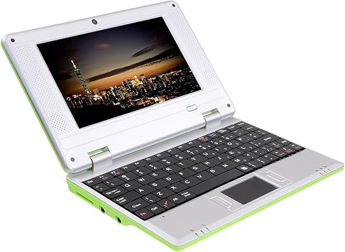 7 Portable Mini Computer Laptop PC Netbook for Kids Android 12 Quad Core 32GB WiFi Built-in Camera Netflix YouTube Flash Player Green