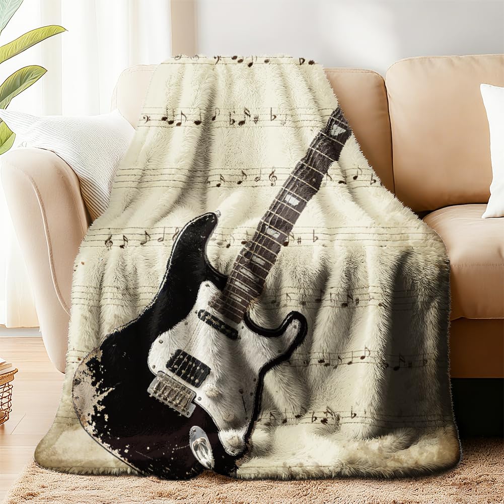 Couverture polaire en flanelle douce plaid musique lit canapé