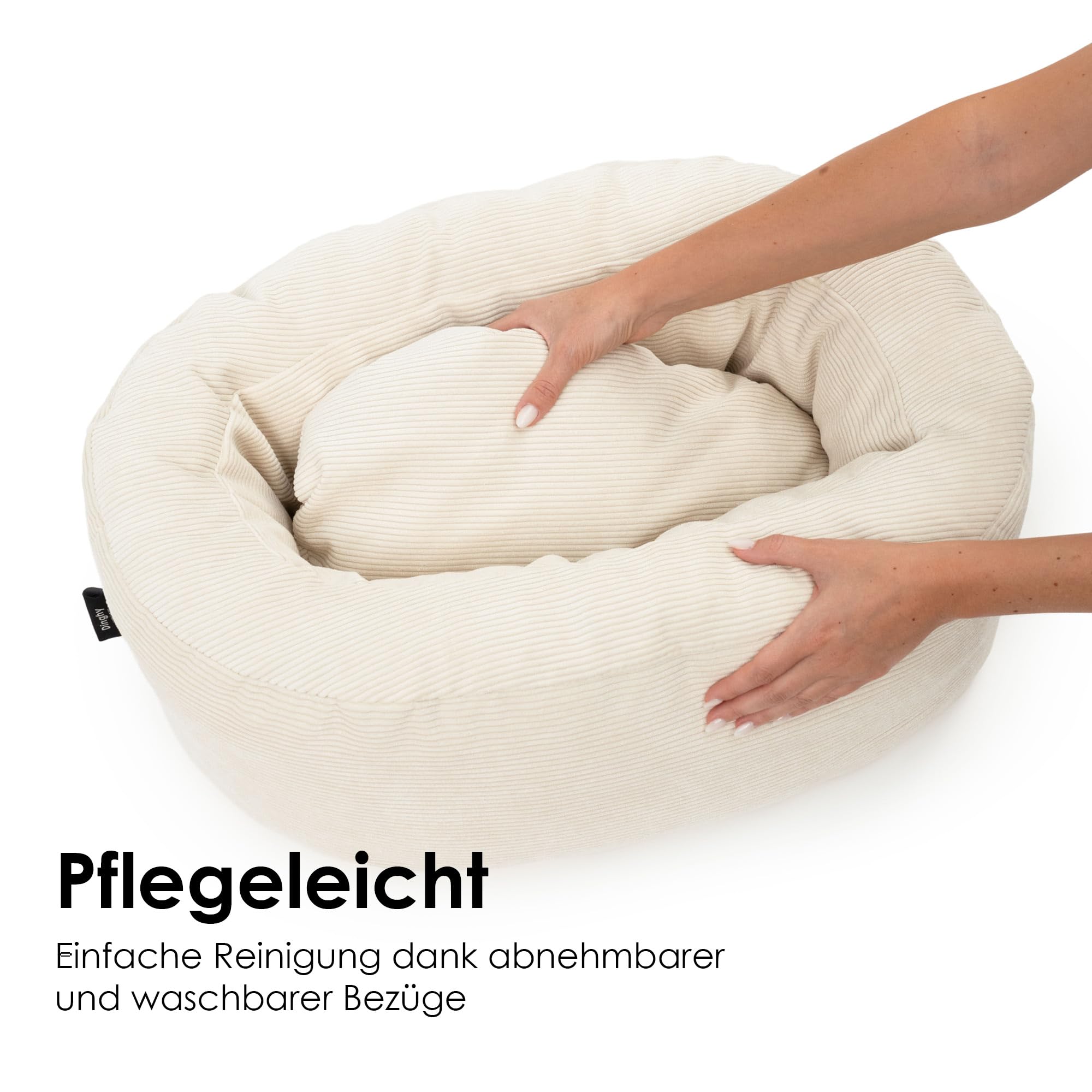 LucyBalu® Dinghy Katzenbett aus Cord im Schlauchboot-Design I waschbarer Schlafplatz mit abnehmbaren Bezügen I 60 × 45 × 20 cm I für kleine & große Katzen I Anthrazit