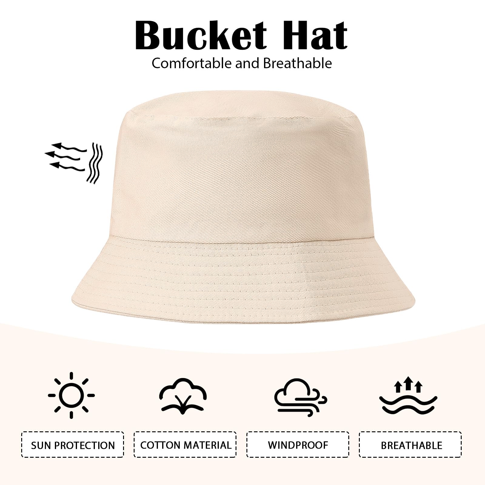 Xnova Sombrero de Pescador para el Sol Unisex, Reversibles Bucket Hat Algodón Plegables, Ligero Cabezas Grandes Cubo Sombreros de Playa Senderismo para Hombres Mujeres
