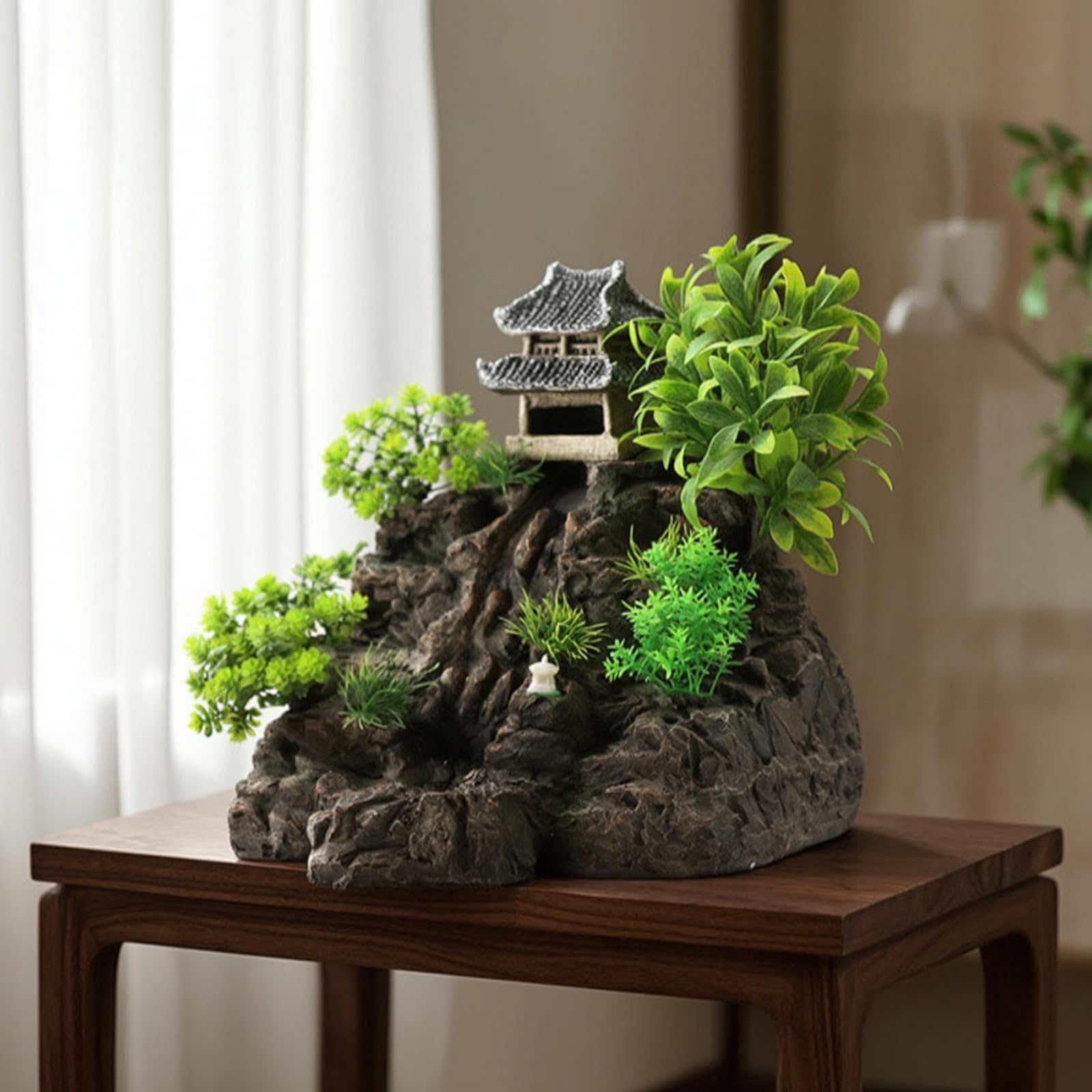 Felsen-Dekoration mit Tempelturm einzigartig Aquarium-Felsen mit Wasserfall-Effekt realistisch Dekoration Wasserfallsand für Aquarianer