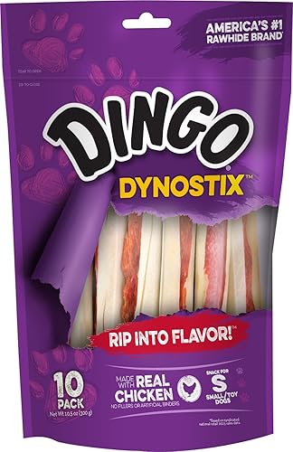 Dingo 99043 Dynostix - Golosinas de cuero crudo, color blanco, 10 unidades, 10.58 onzas, el embalaje puede variar