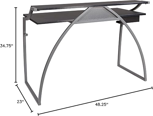 Miniatura 13 de OSP Home Furnishings Alpha Battlestation - Escritorio para juegos, color negro