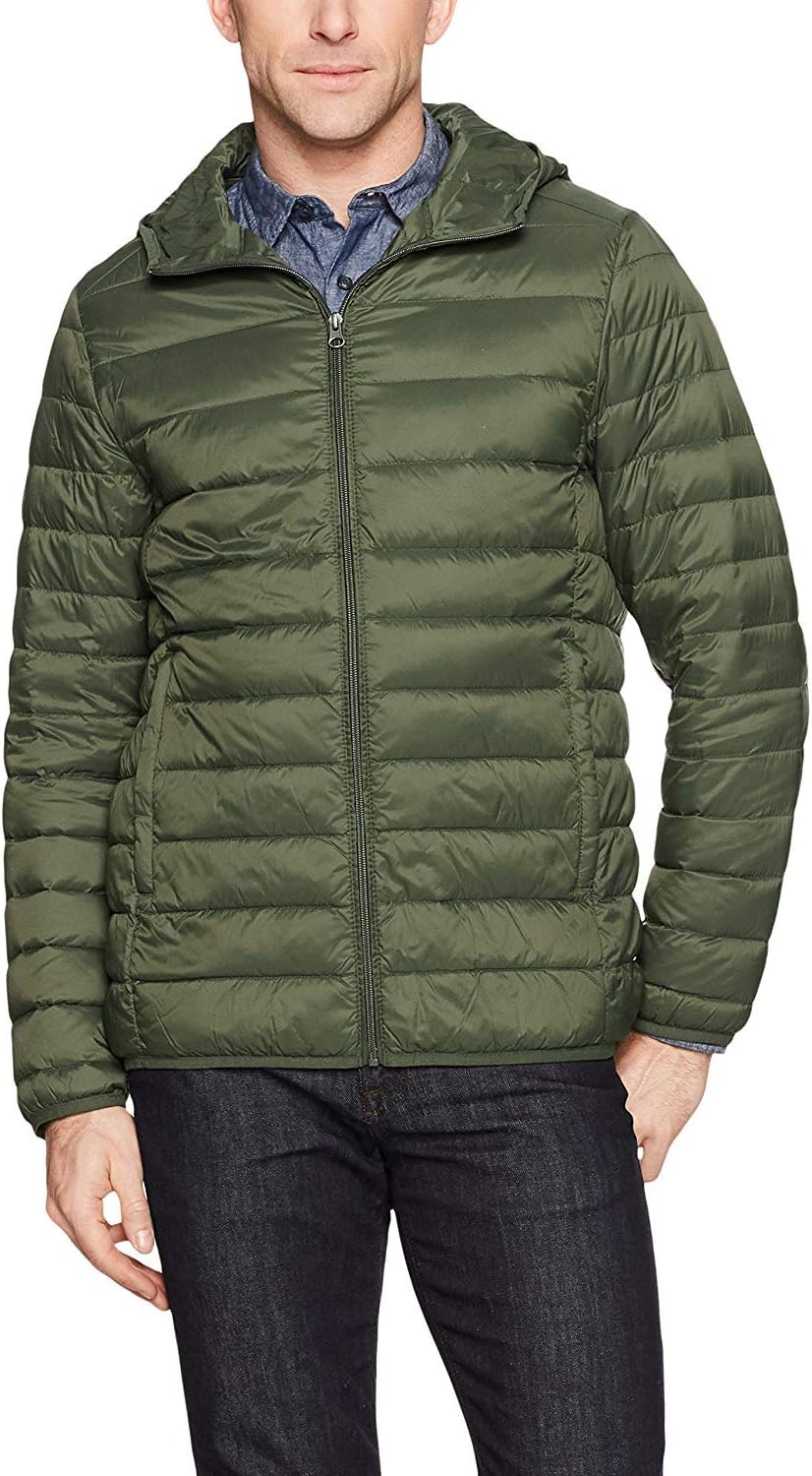 Amazon Essentials Men's Standard Lightweight Water-Resistant Packable Hooded Down Jacket
