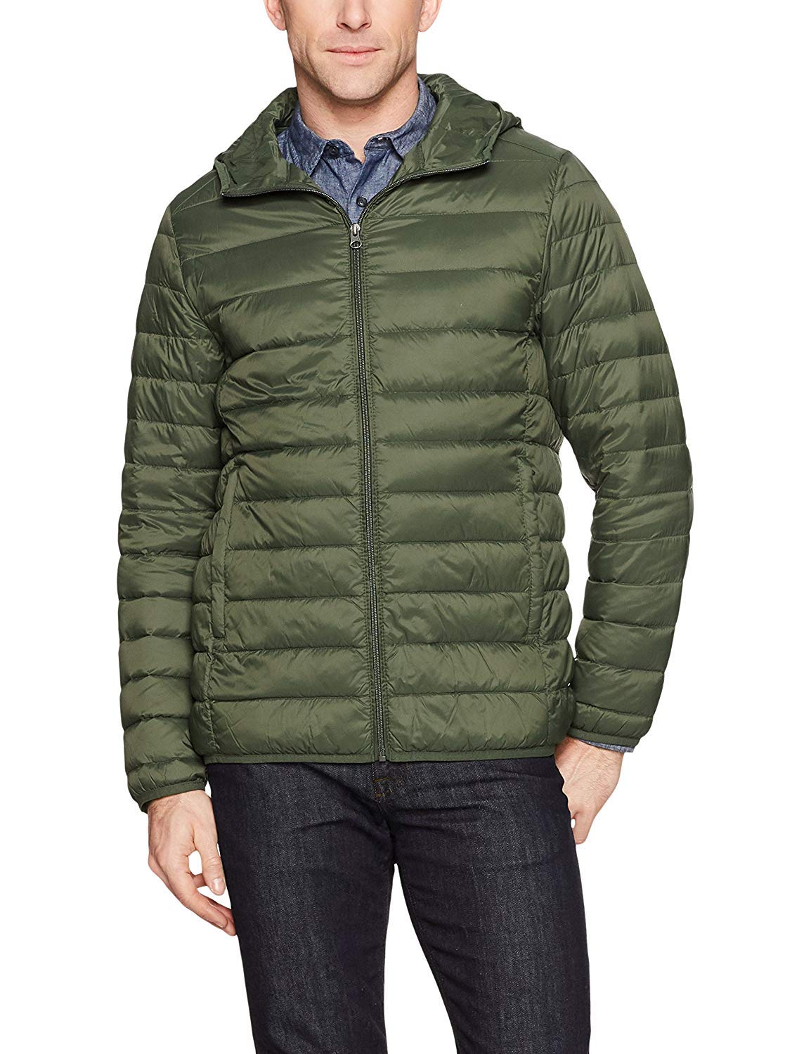 Amazon Essentials Men's Standard Lightweight Water-Resistant Packable Hooded Down Jacket