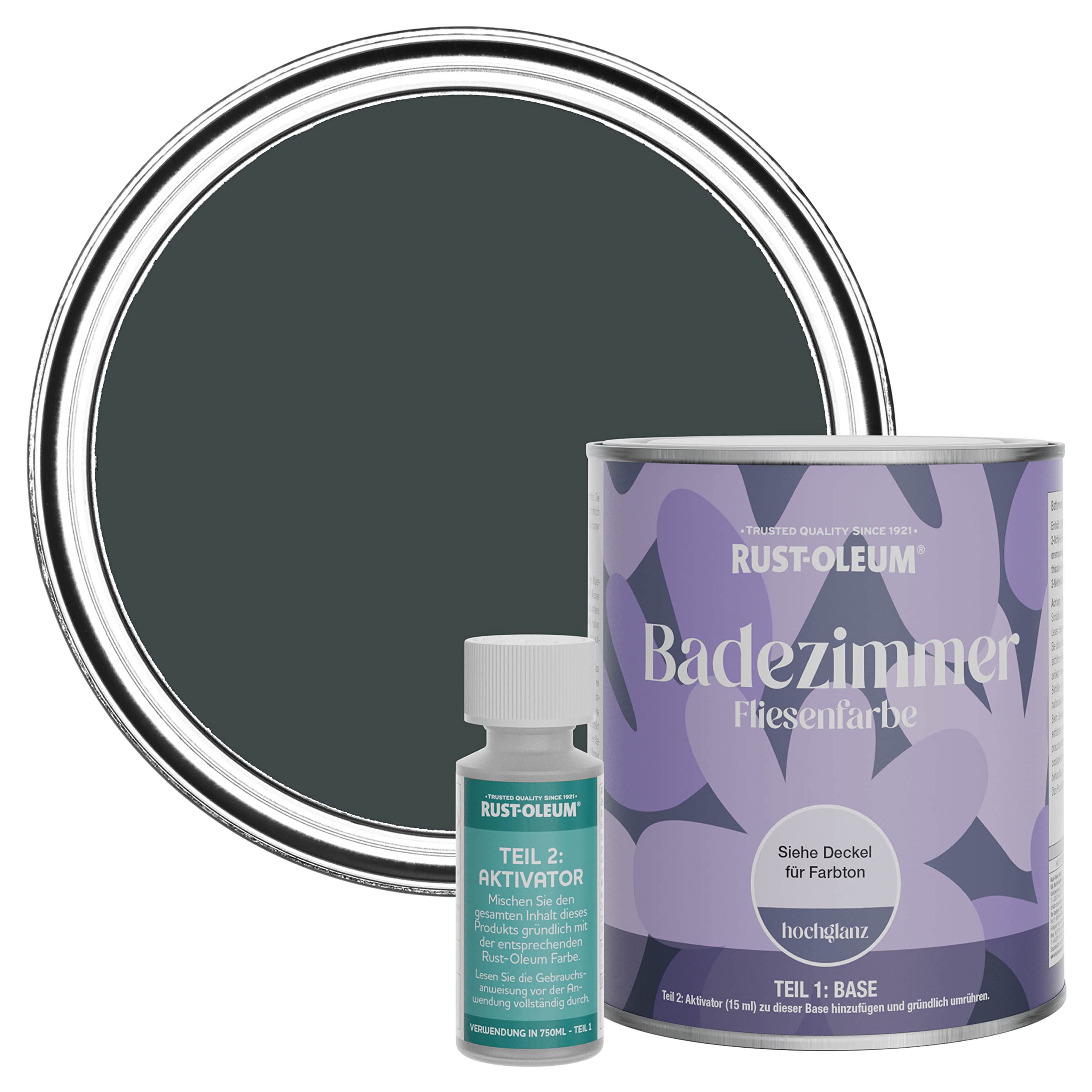 Rust-Oleum wasserfeste schwarz Fliesenfarbe für Badezimmer in Hochglanz Finish - Schwarzer Sand 750ML