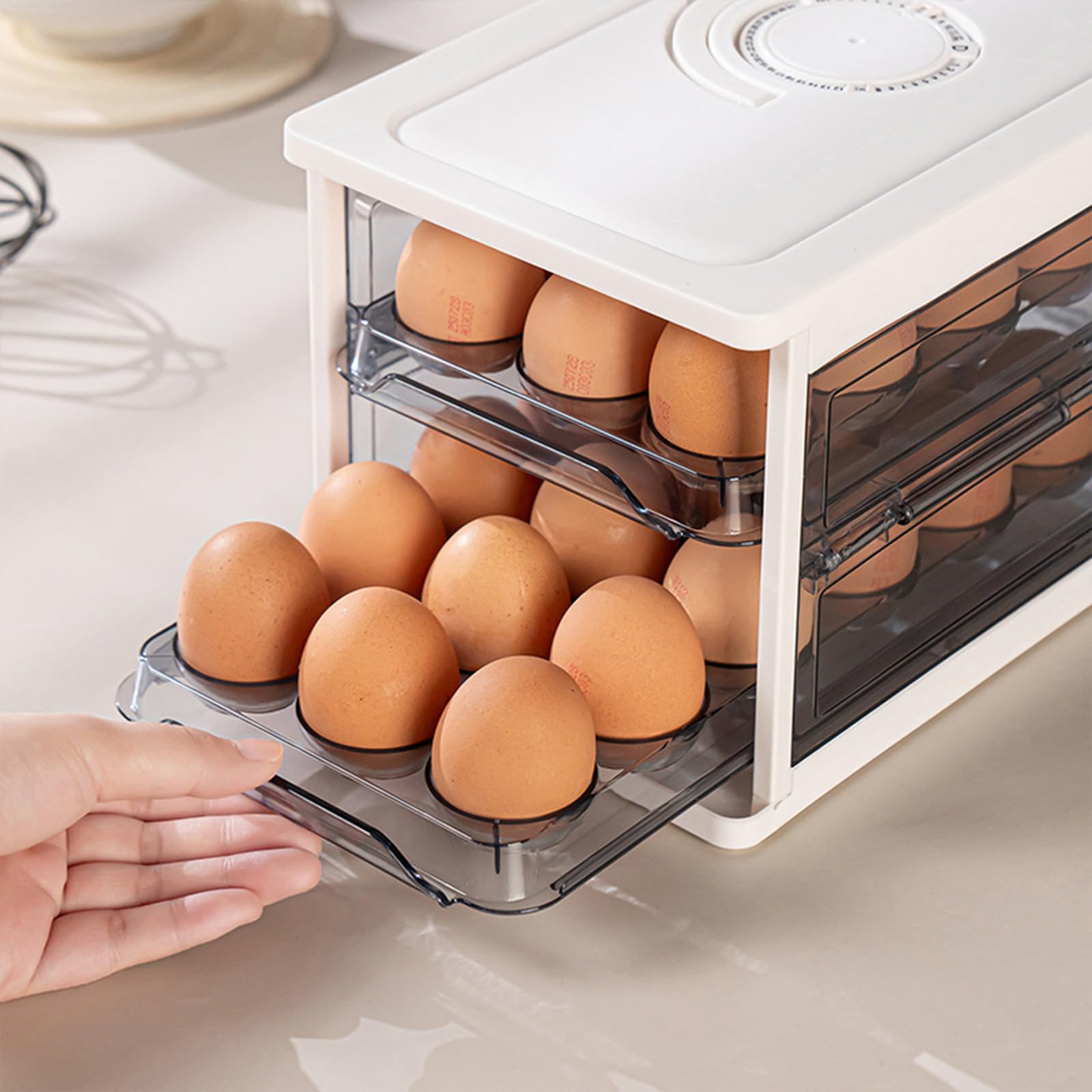 Soporte para Huevos Contenedor de Huevos de Plegable de 2 con y Bandeja Transparente para despensas de Cocina Almacenamiento Organizadores de refrigerador y Soporte de