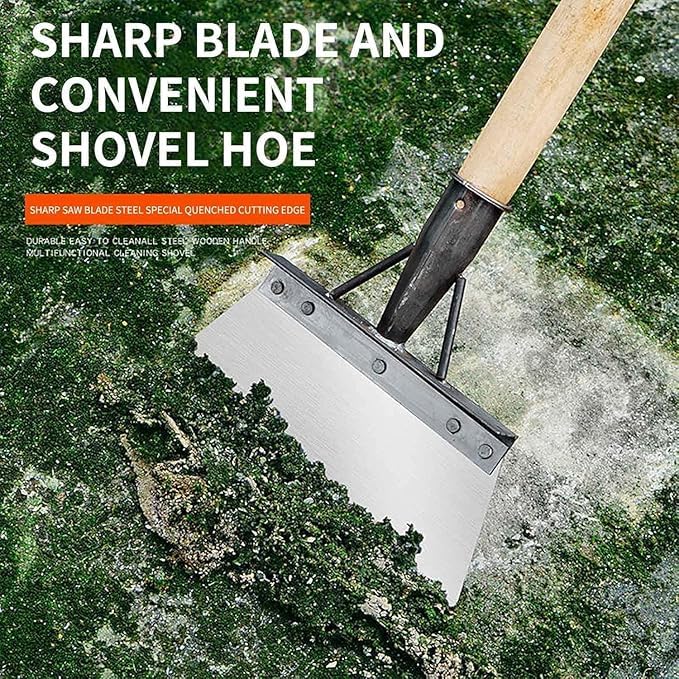 Image of Agrojen Heavy Duty Steel Cleaning Shovel (Scraper), Hand Weeder,Grass Weeder, Weed Removal, Weeding Spade, Clean Up Animal Waste, Large Metal Shovel Scraper with Iron Handle