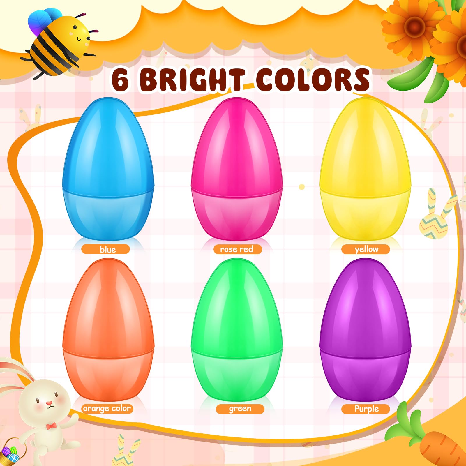Silipull 114 Pcs 7.9", 3.9", 2.2" Bulk Jumbo Plastic Bright Solid Easter Eggs Fillable Plastic Easter Eggs for Basket Stuffers Fillers, Easter Hunt, Filling Treats and Party Favor