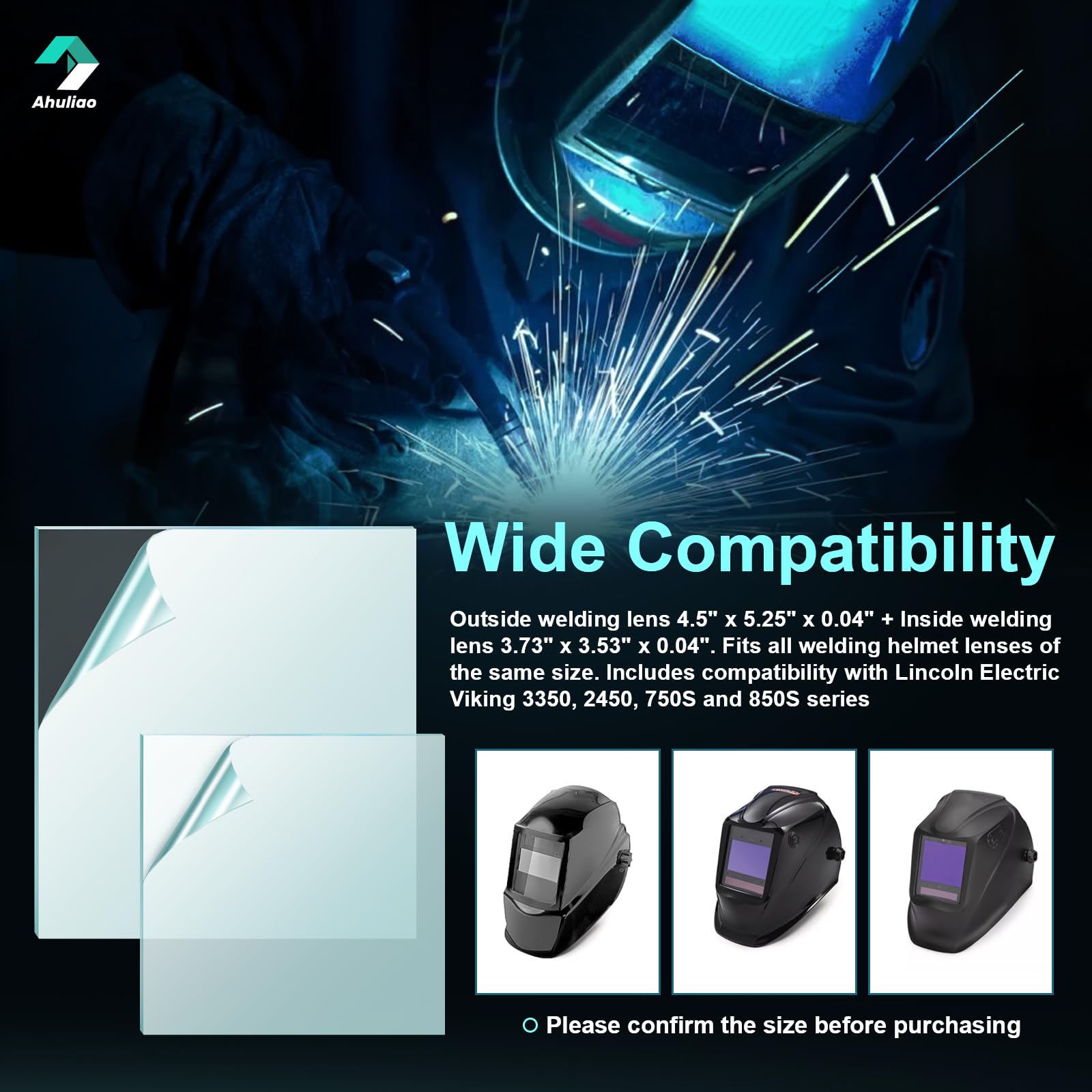 Lente de casco de soldadura 3350 para Lincoln Electric Viking, cubierta de campana de soldadura, lentes transparentes KP3044-1 KP2898-1 (10 piezas interiores + 10 piezas exteriores)