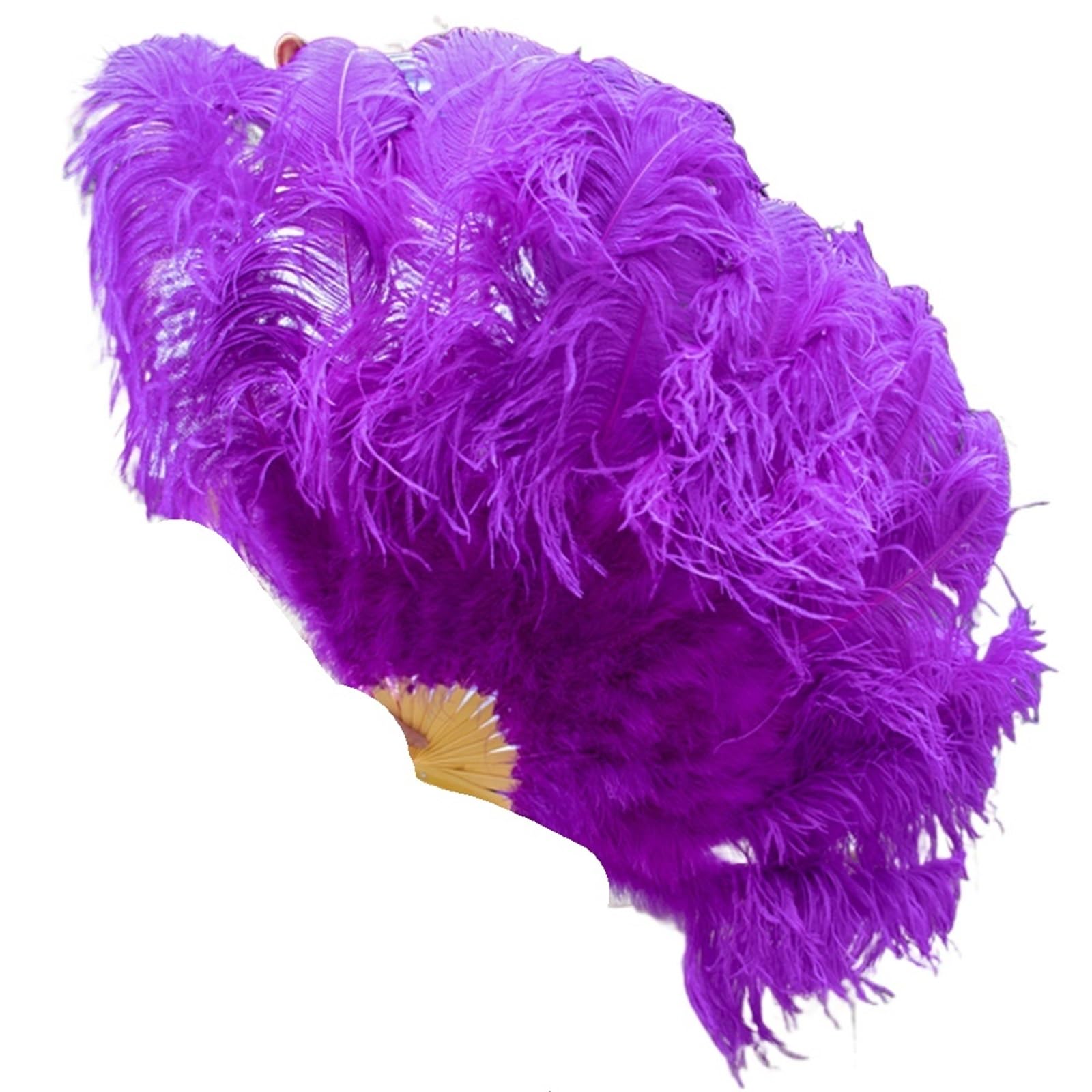 Ventilateurs de plumes 90cm grand éventail de scène pliant violet