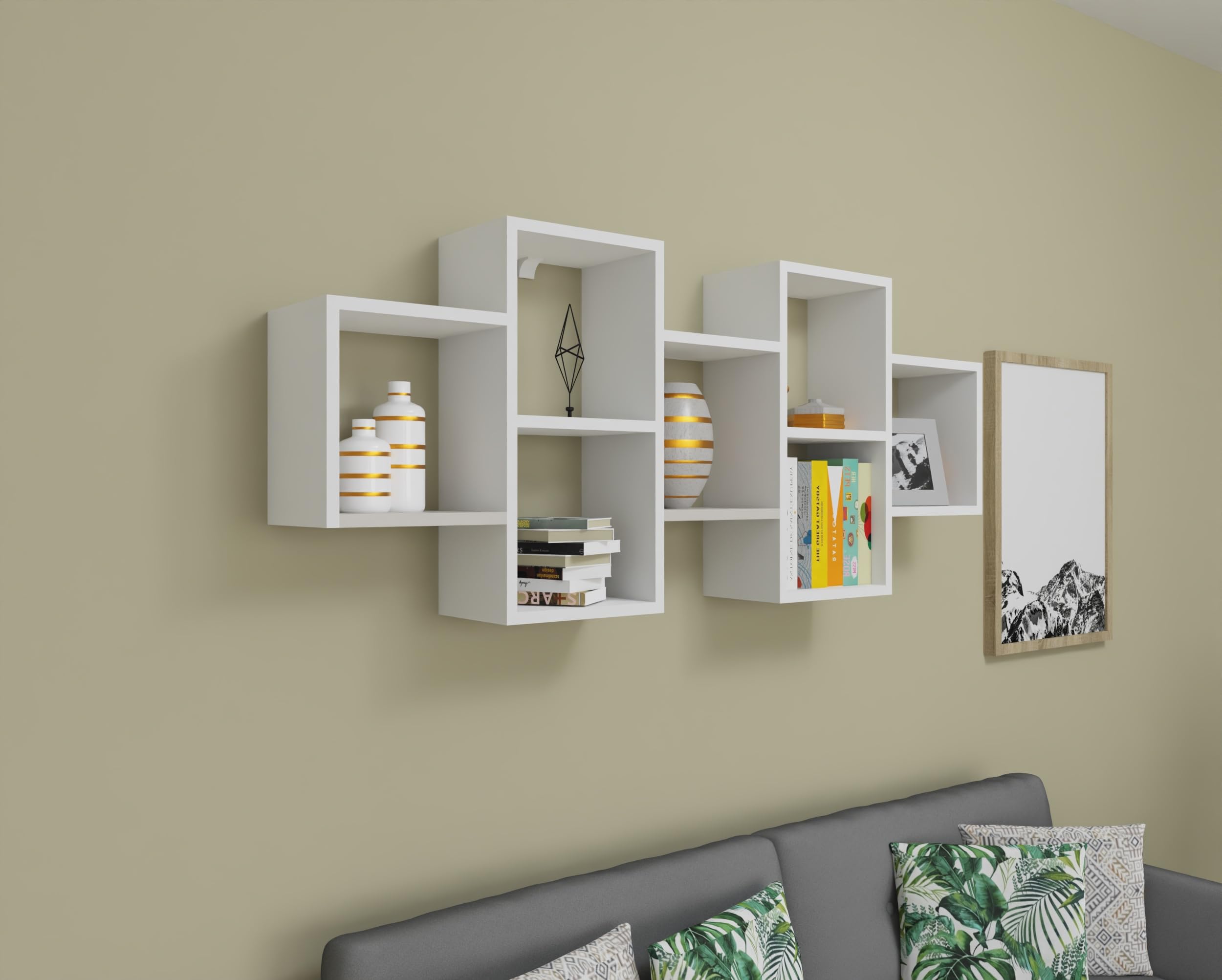 MARAND Bücherregal Wand Hängend, Regale für Wände, Wand Regal für Kinderzimmer, Bücherregal Weiß