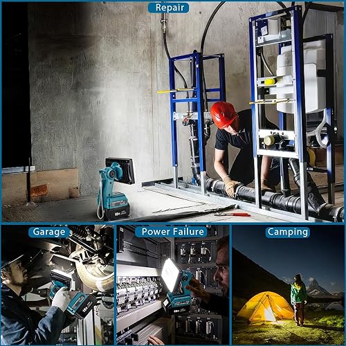 Miniatura 6 de Luz de trabajo para batería de litio Mkita de 18 V, luz de trabajo LED de 28 W, luz de trabajo recargable, luz de trabajo al aire libre, reflector