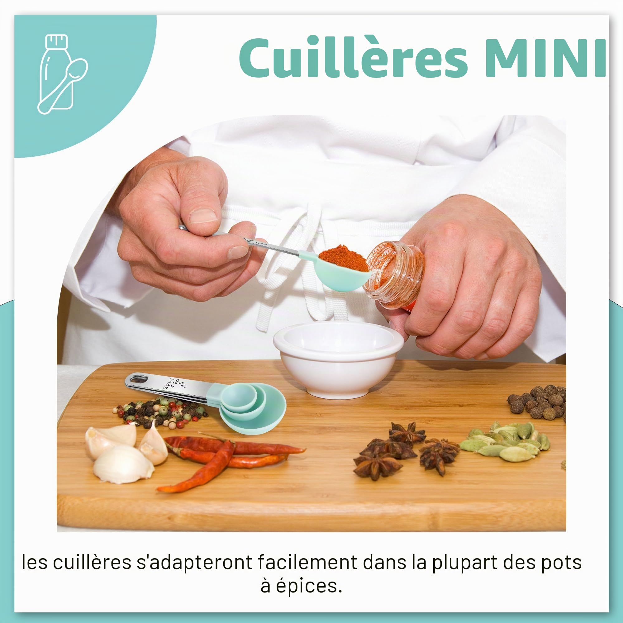 Lot de 8 tasses et cuillères à mesurer en acier inoxydable outil de mesure pour liquides et solides ustensiles de cuisine