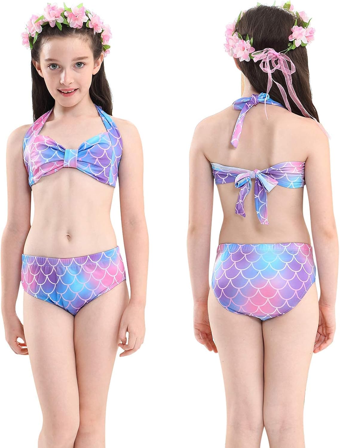 GALLDEALS Mermaid Bikini Set Swimsuit for Swimming Cosplay with Monofin Mermaid Costume Cosplay10-12 Years Girls : Clothing, Shoes & Jewelry