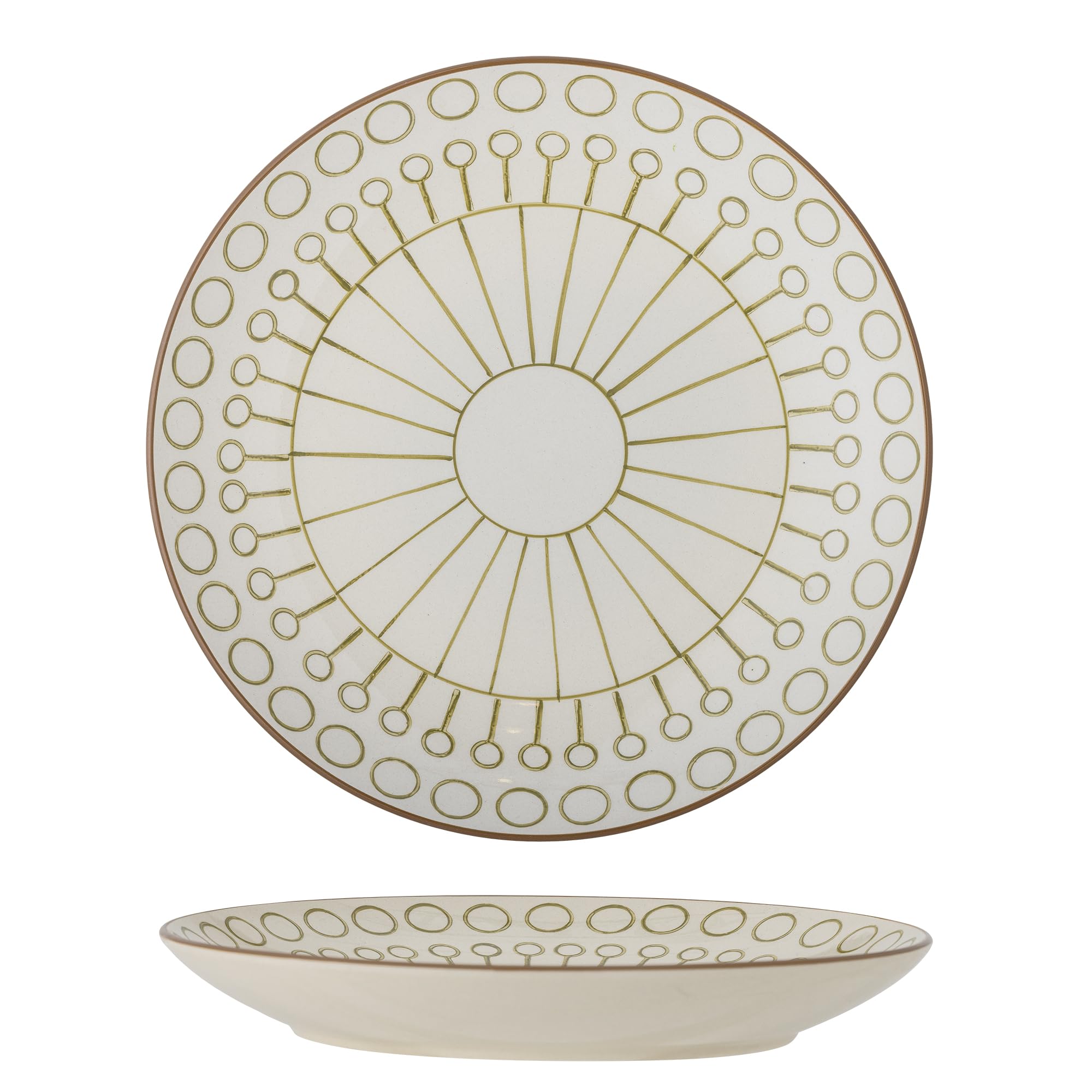 Bloomingville Creative Collection Maple Plate, Green, Stoneware, Depth 25.5 x Height 3 cm
