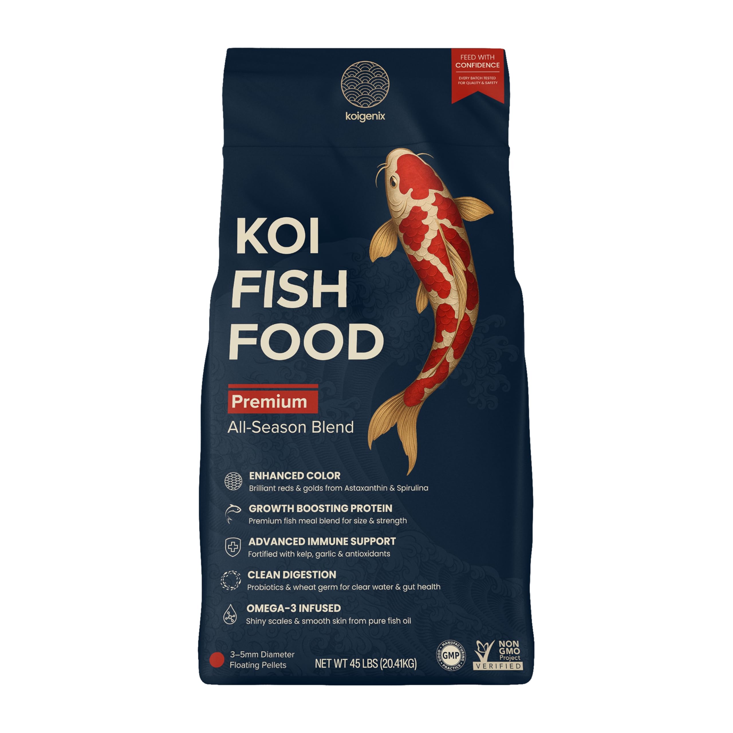 KOIGENIX Koi Fish Food (5lb) – Growth & Color Formula, High Protein Floating Pellets with Spirulina, Krill & Probiotics, Easy to Digest, Cleaner Water, All Season – for Koi, Goldfish & Pond Fish — view 9