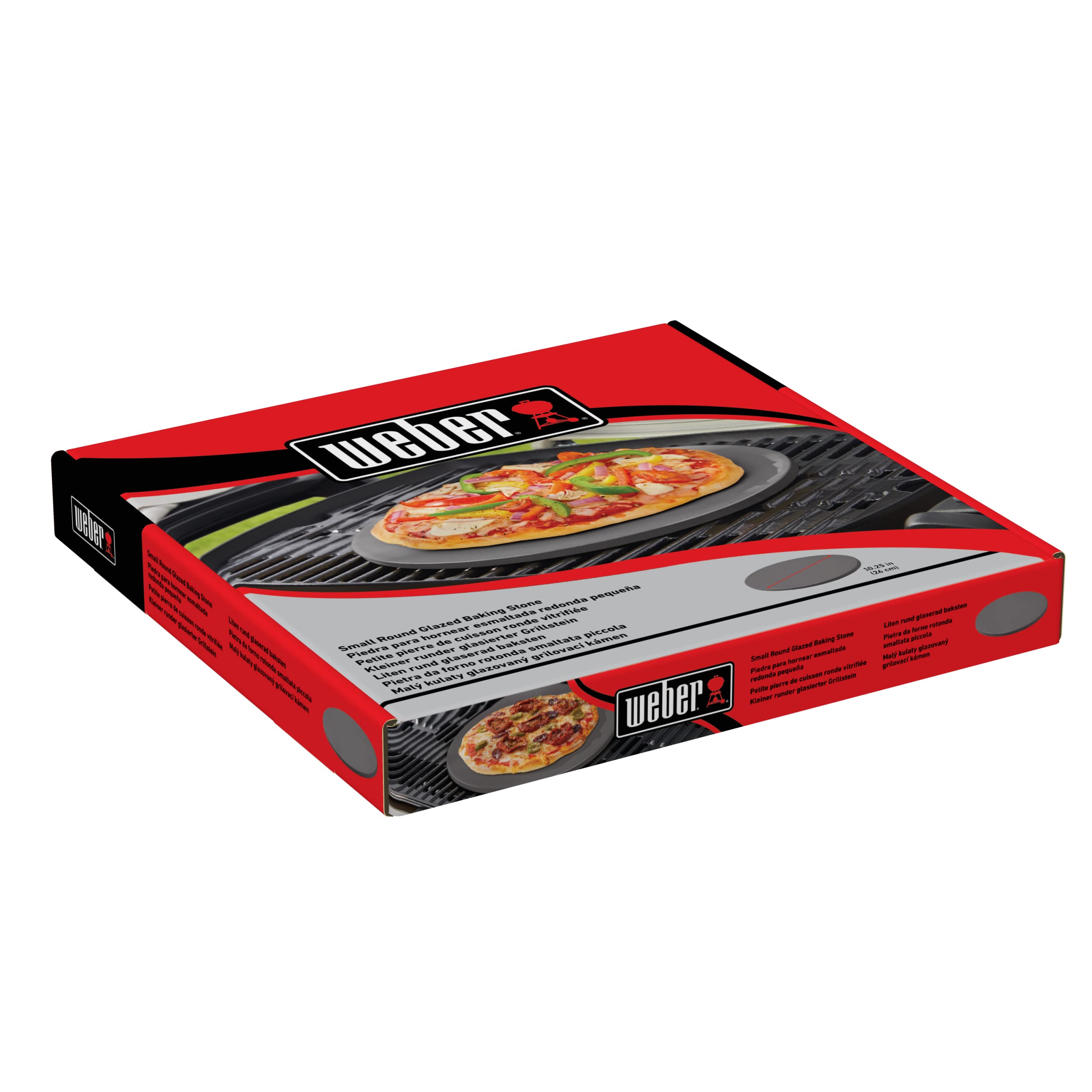 Weber® Pizzaheber, Pizzaschaufel, Pizzaschieber & glasierter Pizzastein klein, rund, 26 cm 18413 Schwarz