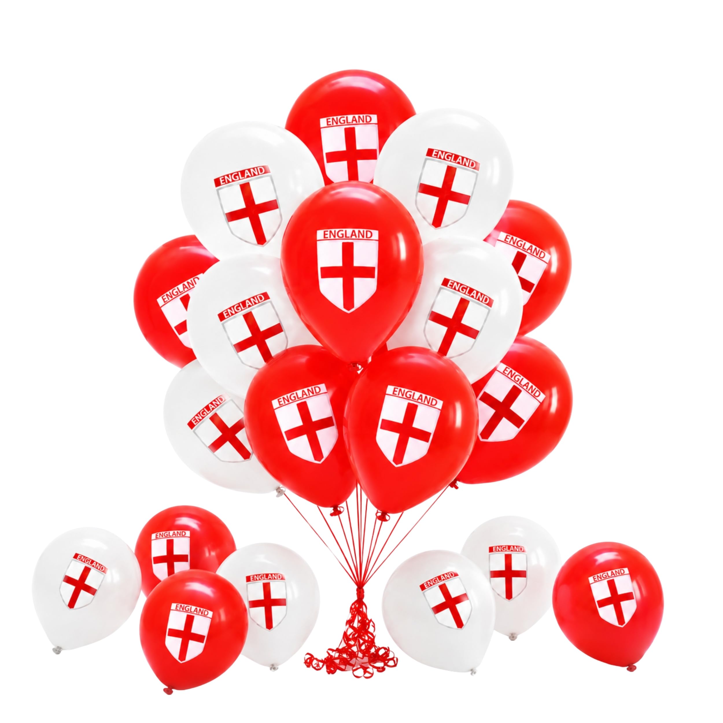 30Pcs England St George Flag Printed Balloons 12 Inch for FIFA 2026 World Cup – Red and White Latex Football Party Balloons for Sports Events, Fan Celebrations and Decorations