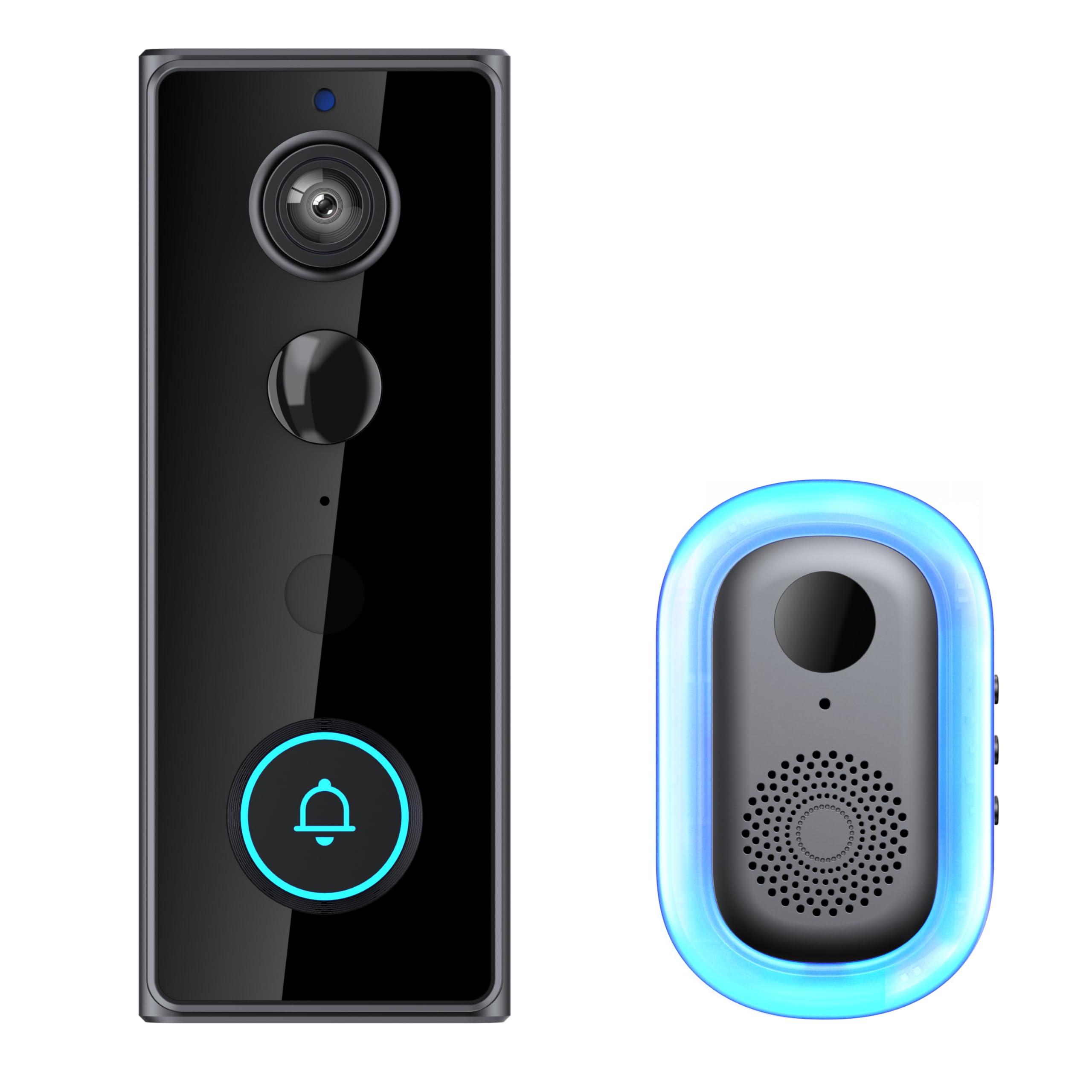 KinZon Sonnette Vidéo Extérieure avec Carillon sans Fil 2K, Caméra Grand Angle, Batterie Autonomie 3 à 5 Mois, Détection IA + PIR, Vision Nocturne, Audio Bidirectionnel, IP65 Étanche, Wi-FI 2,4 GHz