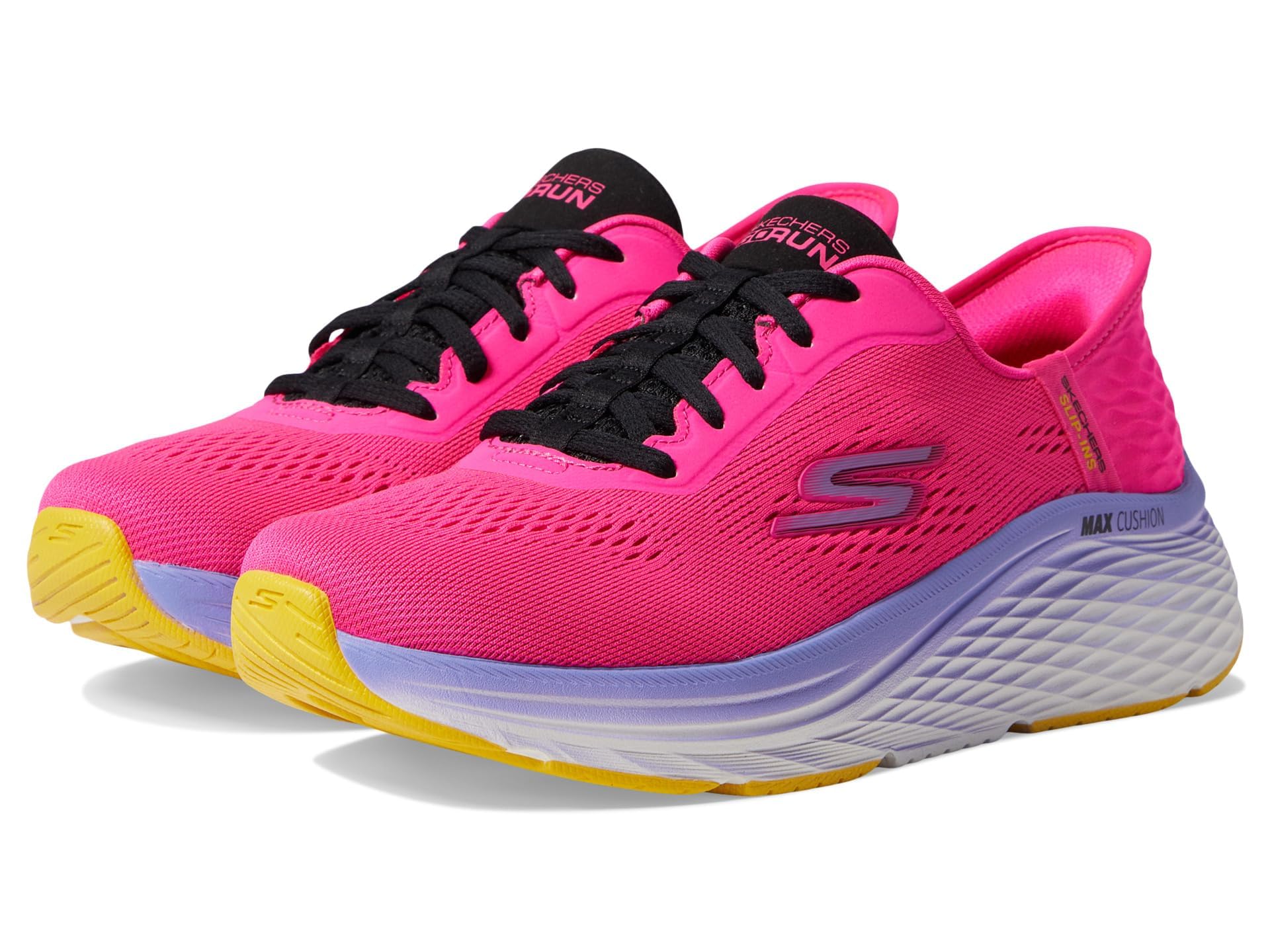 Skechers Women's Max Cushioning Elite 2.0 Solace Slip-In Trainers, Raspberry Textile/Black Trim, 6 UK
