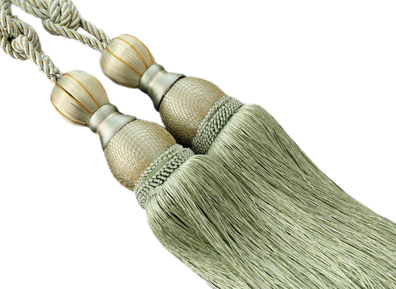 1 Pair Simple Elegant Curtain Cord Tie Drape Holdback Bedroom Curtain Buckle (Grass Green)