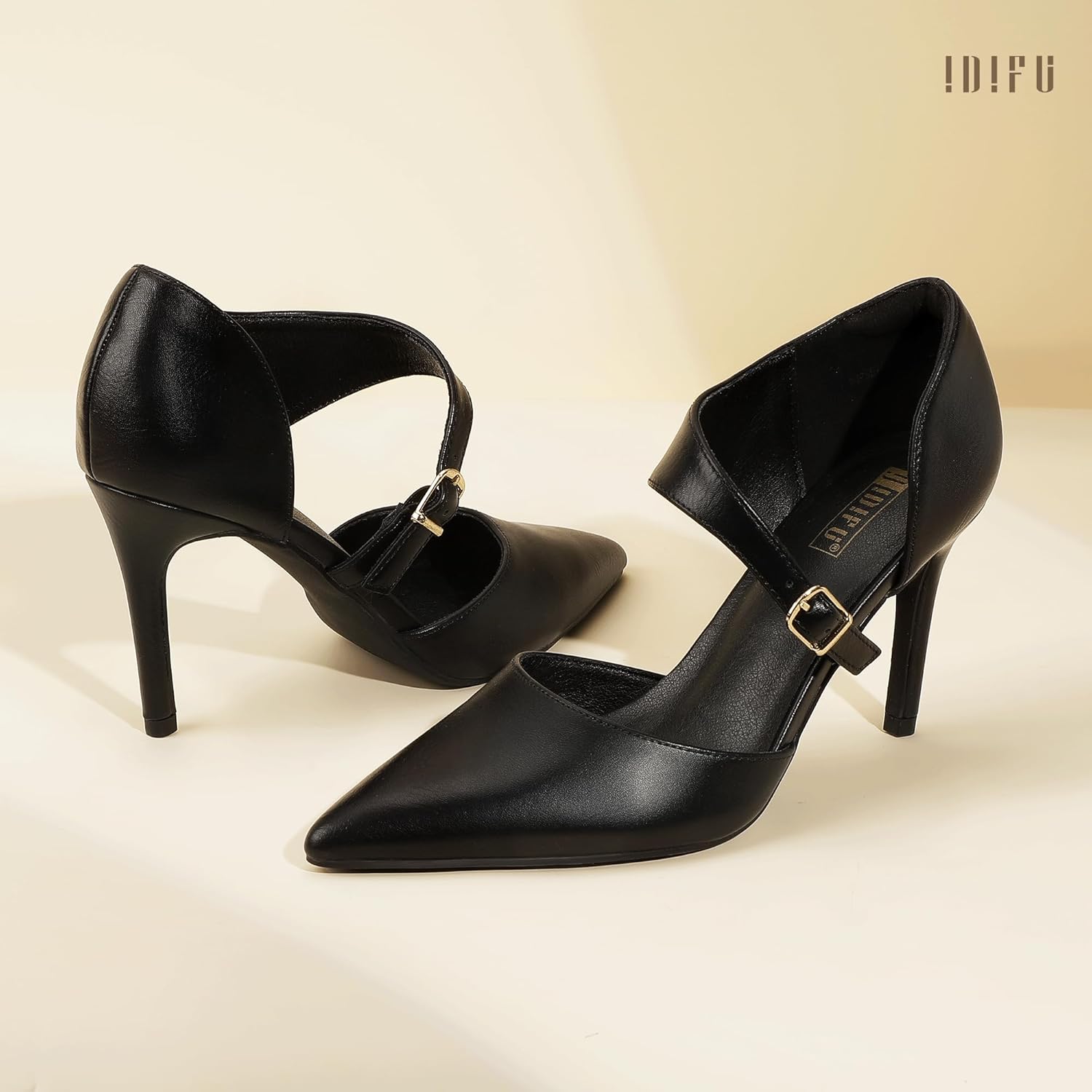 IDIFU Women's High Stiletto Heels Pumps Pointed Toe Heels Closed Toe Pumps with Elegant Metal Buckle Comfortable Office Wedding Dressy Shoes - Image 7