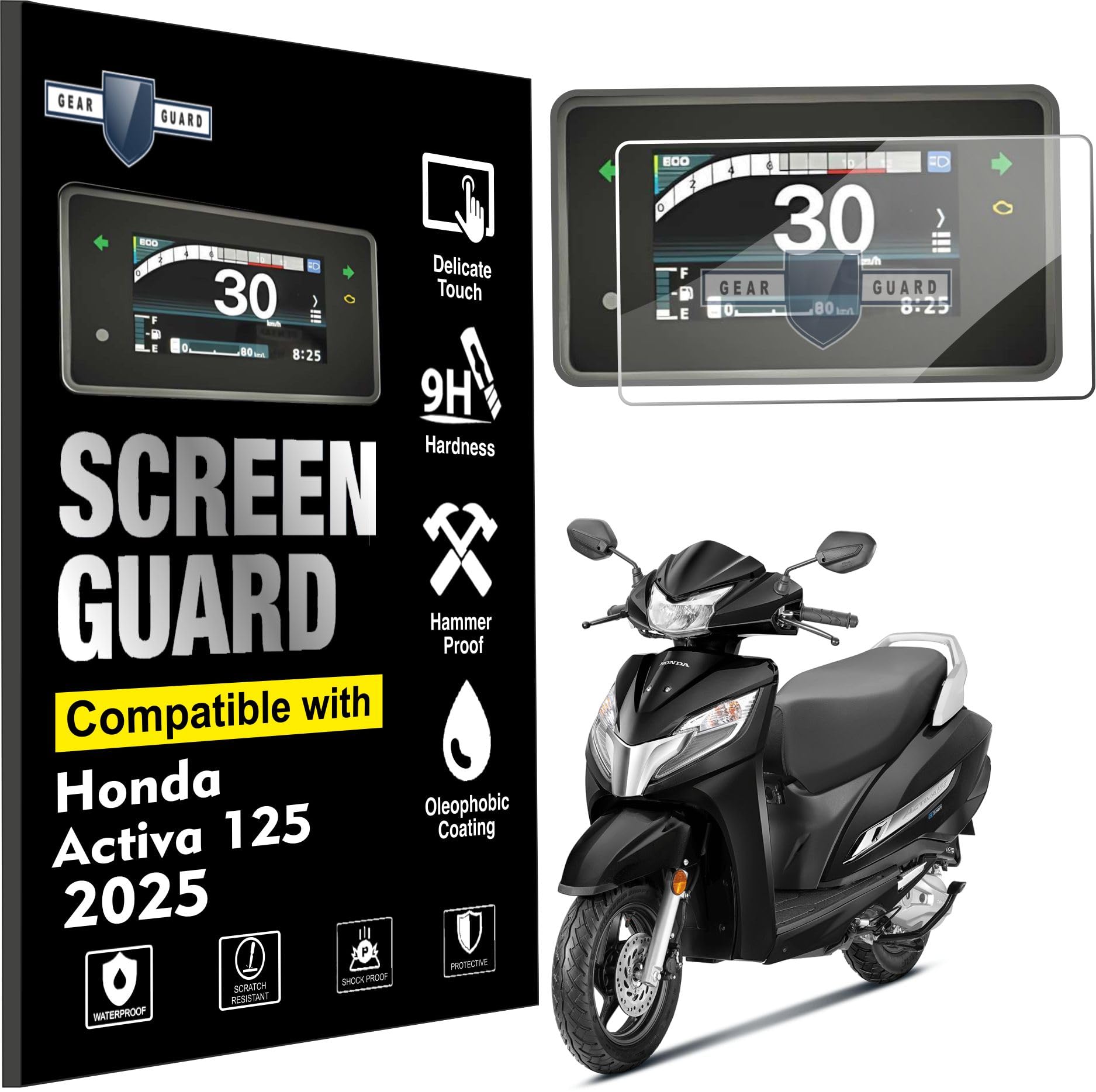 Gear Guard Screen Protector For Honda Activa 125 (2025) Scooter Instrument Cluster Touch 4.2"inch Screen Display - Clear