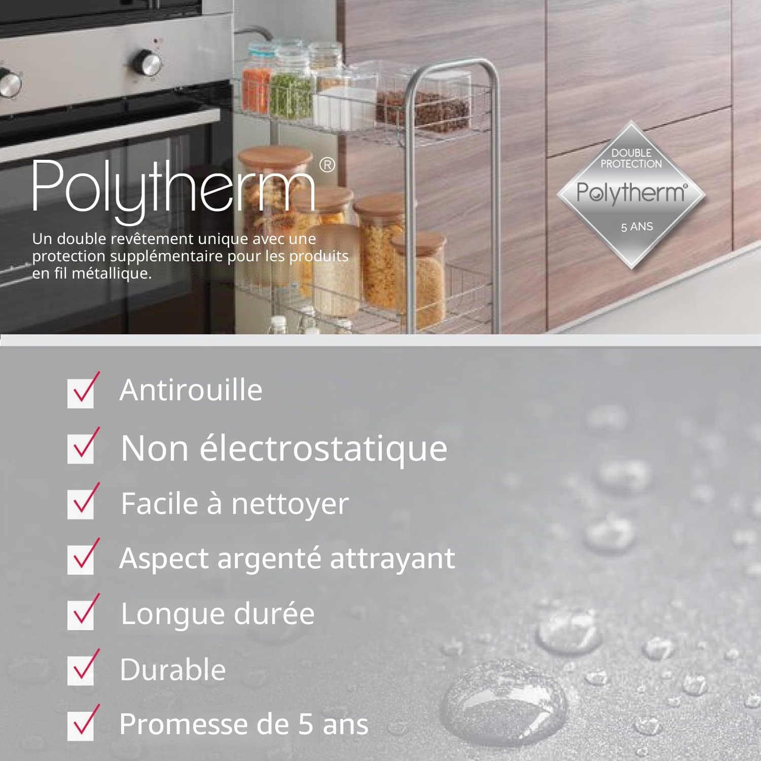 Metaltex Slim deluxe 34150339Chariot multi-usages 3 tages 56 x 23 x 84 cm Revtement Polytherm