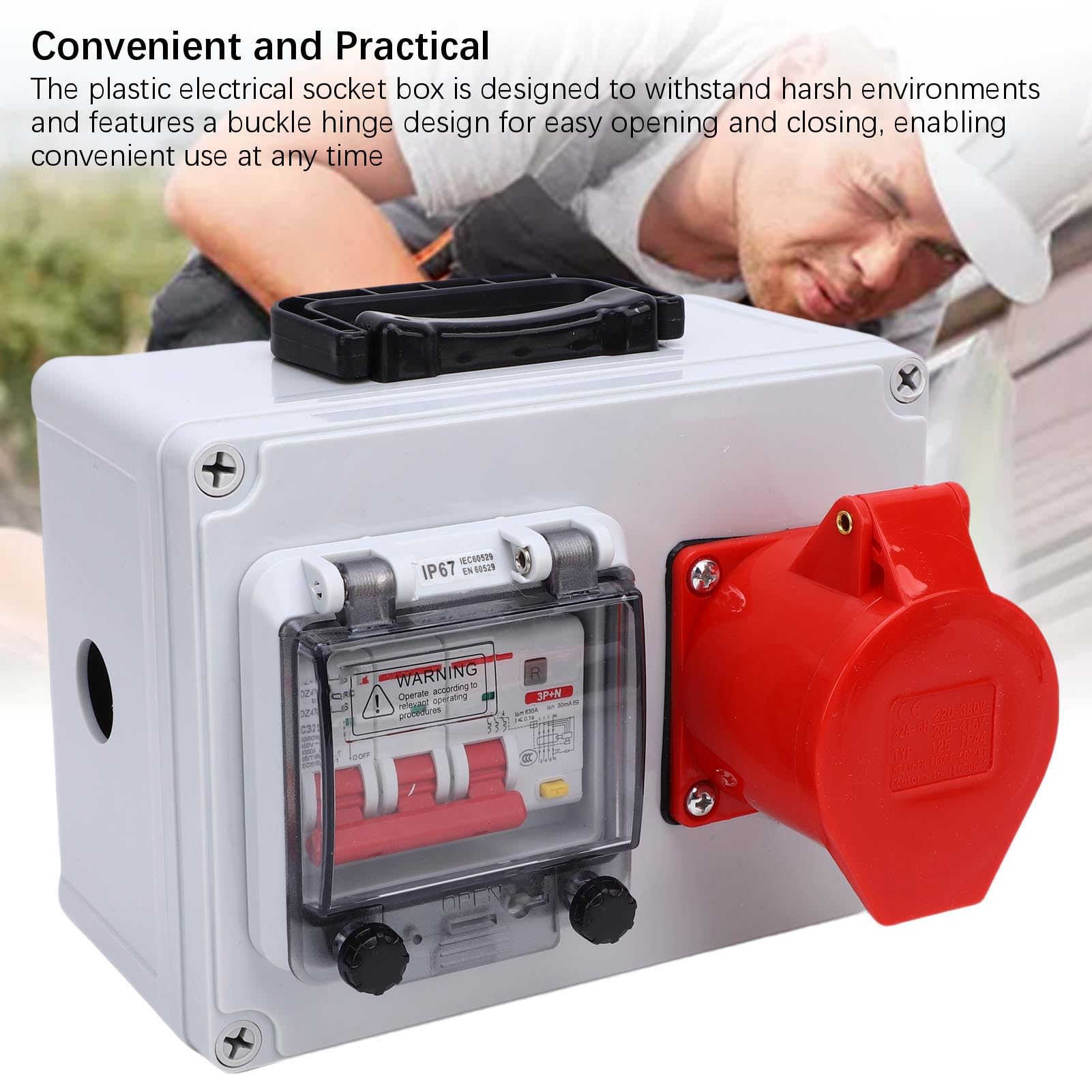 Caja de tomacorriente industrial portátil Caja de distribución de enchufe eléctrico precableada para fábrica de taller de sitio de construcción 200x150x100 mm