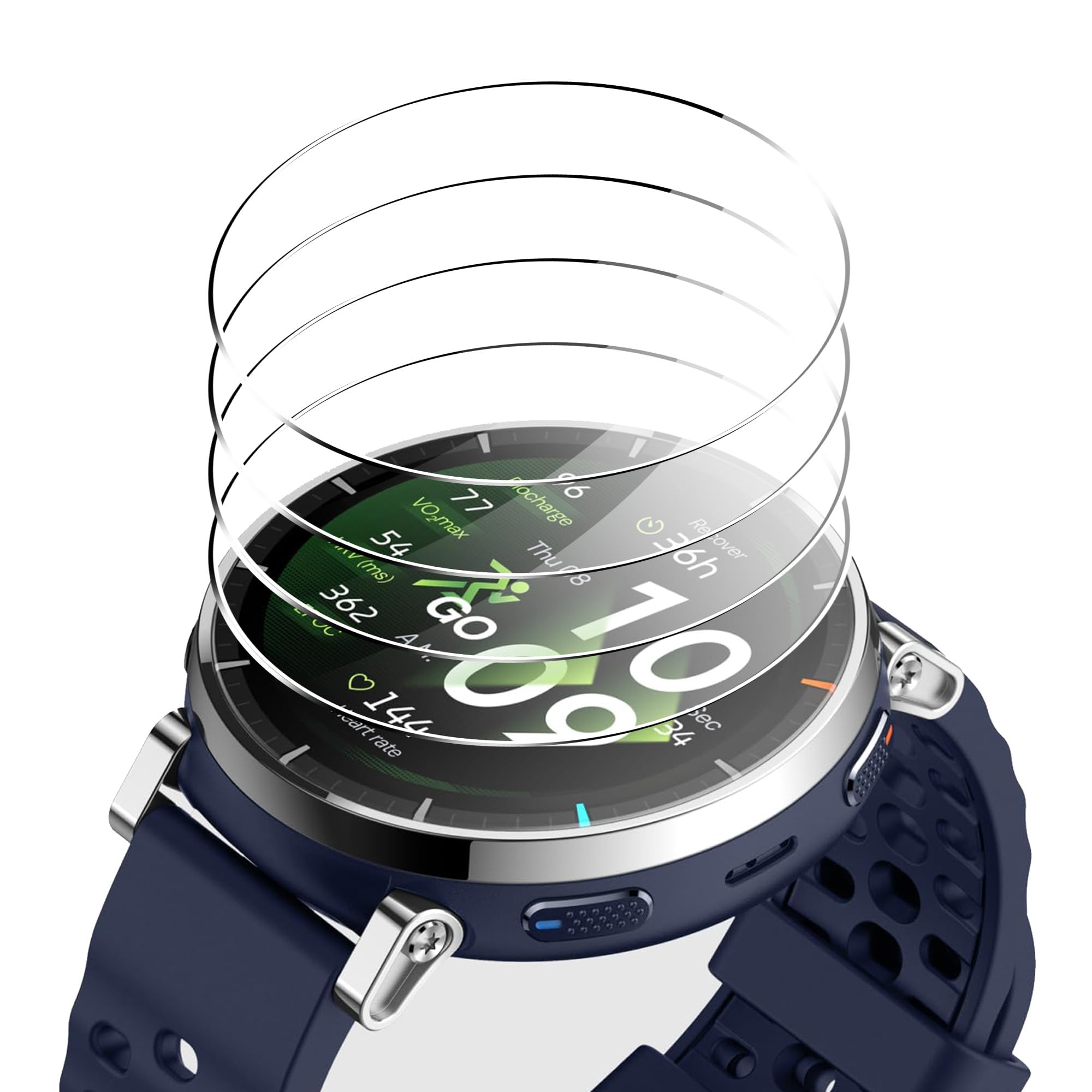 Protector de Pantalla para Amazfit Active 3/3 Premium, 4 Piezas, Cristal Vidrio Templado con Herramienta de Fácil Instalación, Sin Burbujas, Anti-Arañazos, HD