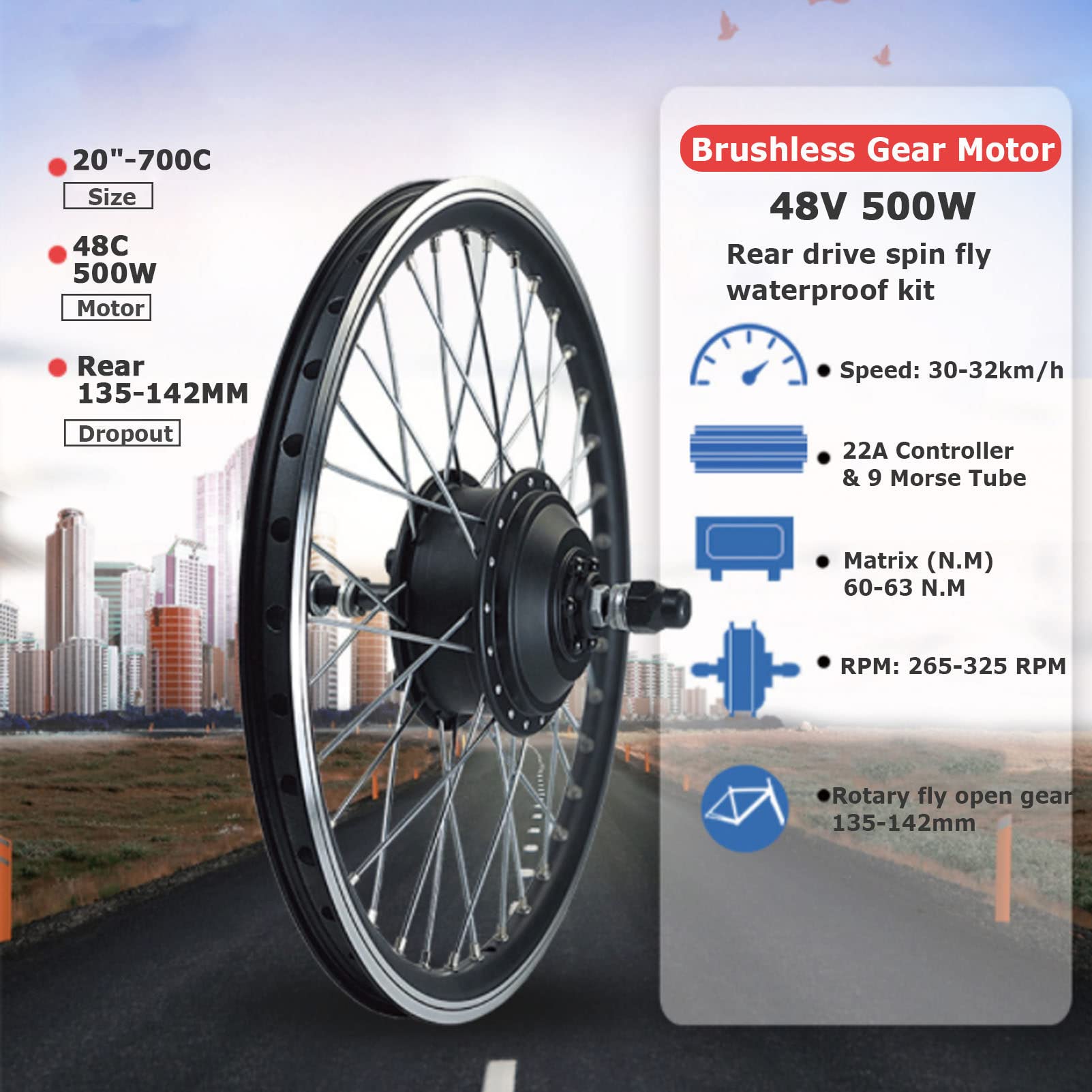Amazon | E バイク キット、電動自転車キット 48V 500W 後輪ブラシレス