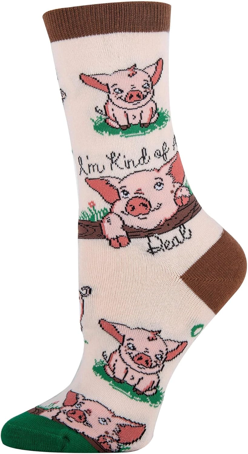 ooohyeah Women's Funny Novelty Animal Crew Socks, Crazy Fun Saying Silly Cotton Dress Socks Gift, Pig Deal, Size 5-10 - Image 6