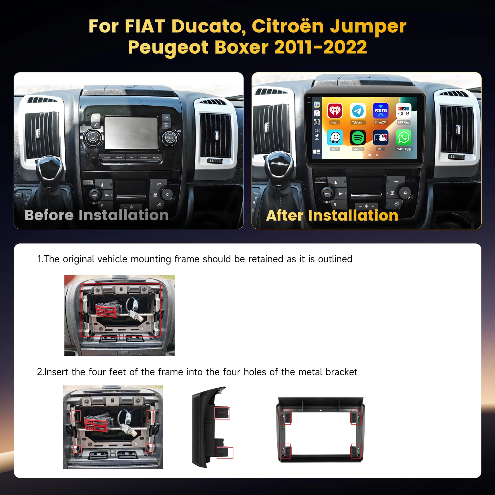 4+128G 10" Autoradio für FIAT Ducato,Citroën Jumper,Peugeot Boxer