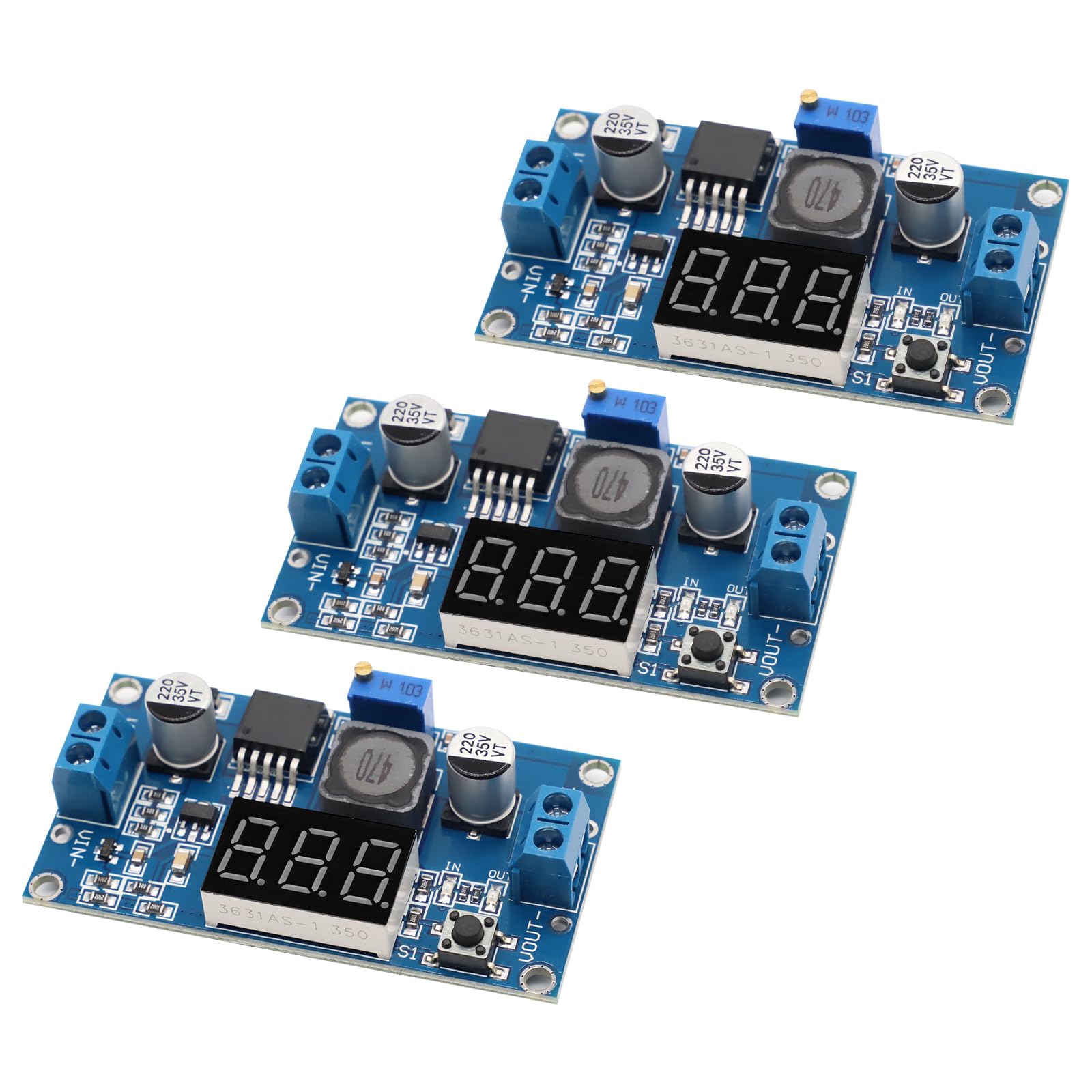 ARCELI DC-DC Buck Voltage Converter Power Module Adjustable Step-Down Module Stable 36V 24V 12V to 5V 2A Power Supply Module with LED Display (2PCS