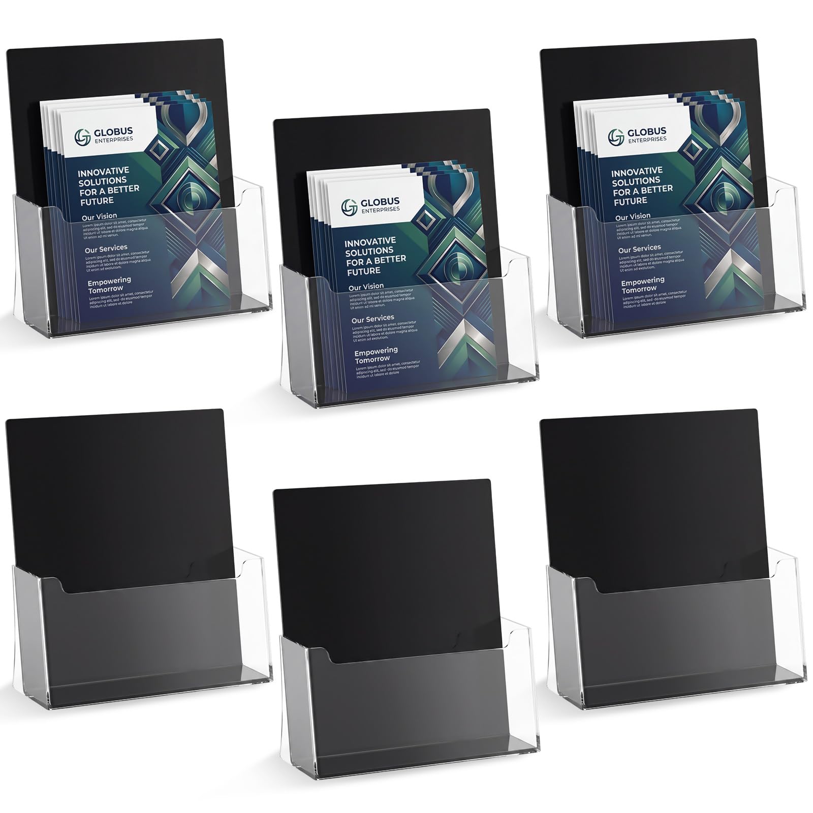 Photo 1 of Chunful Acrylic Brochure Holders - 6 Pack, 8.5 x 11 Inch, Black Base