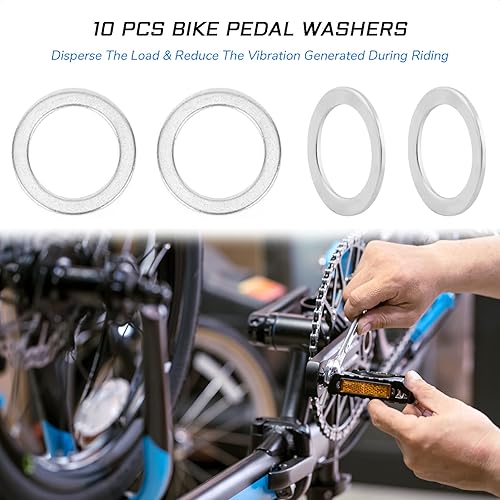 Miniatura 4 de 10 unids arandelas de pedal de bicicleta de acero inoxidable reemplazo de junta de pedal para bicicleta de montaña bicicleta de carretera MTB