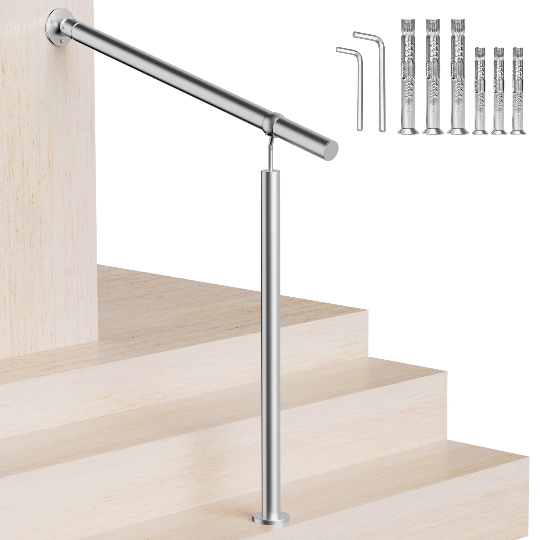 Step Railings Stair Railing for Outdoor Steps,100cm/39.4in Indoor Exterior Hand Rail Kit for 2-3 Steps,Transitional Hand Support Railing for Kids,Seniors,Pregnant,Porch & Deck Safety Stair Rails
