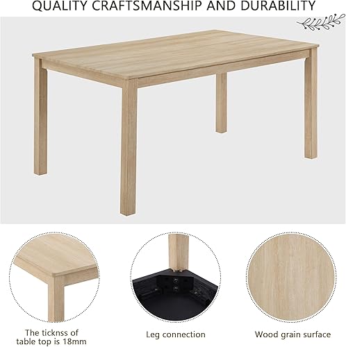 Miniatura 4 de LUMISOL Juego de mesa de comedor de 6 piezas con banco y sillas, juego de mesa de cocina de granja para 6 personas, juego de mesa y sillas de madera