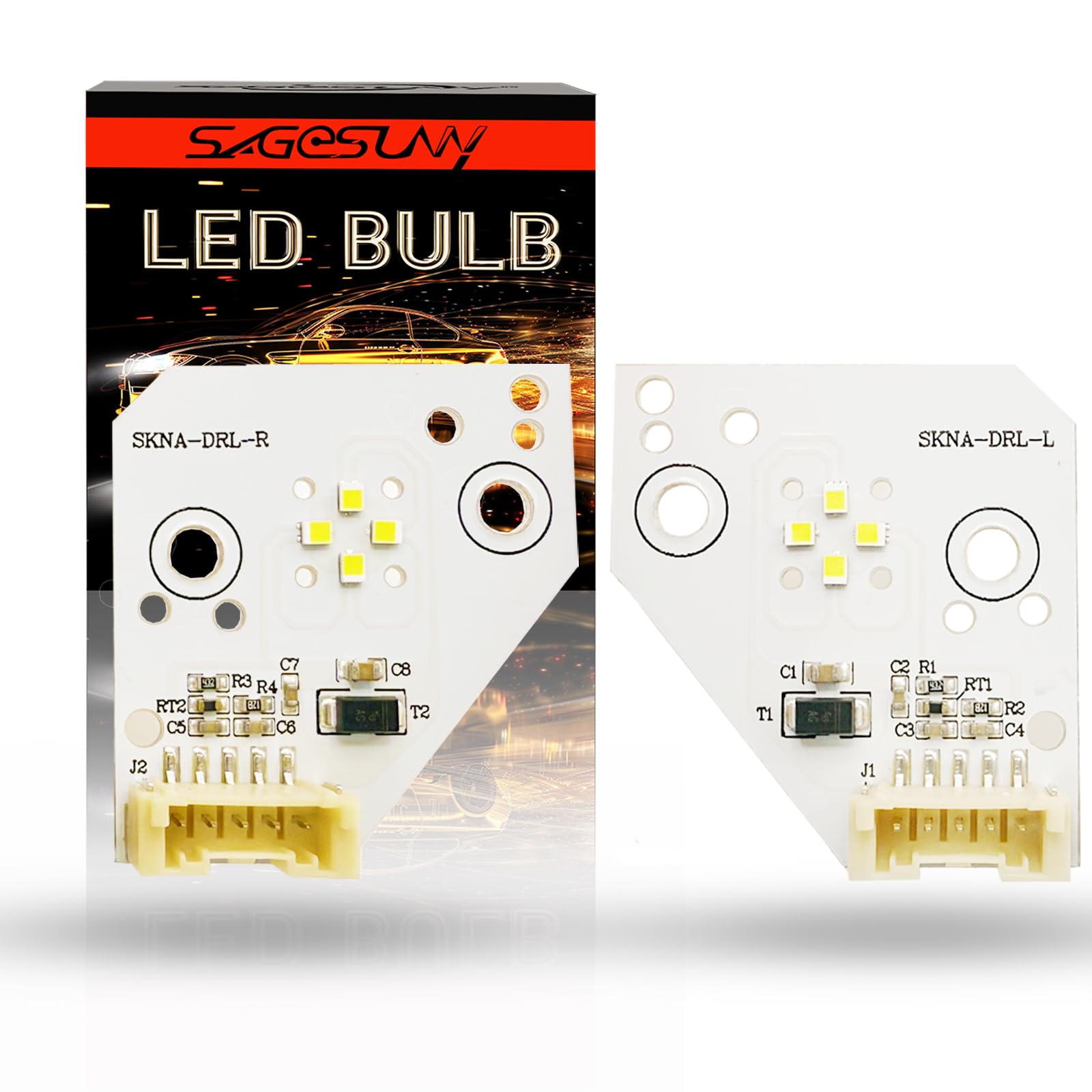 SageSunny Pannello fari, modulo luci diurne a LED DRL bianche, pannelli fari bianco sinistro e destro, adatti per Scania serie G R, 2674390, set da 2-12 mesi di garanzia