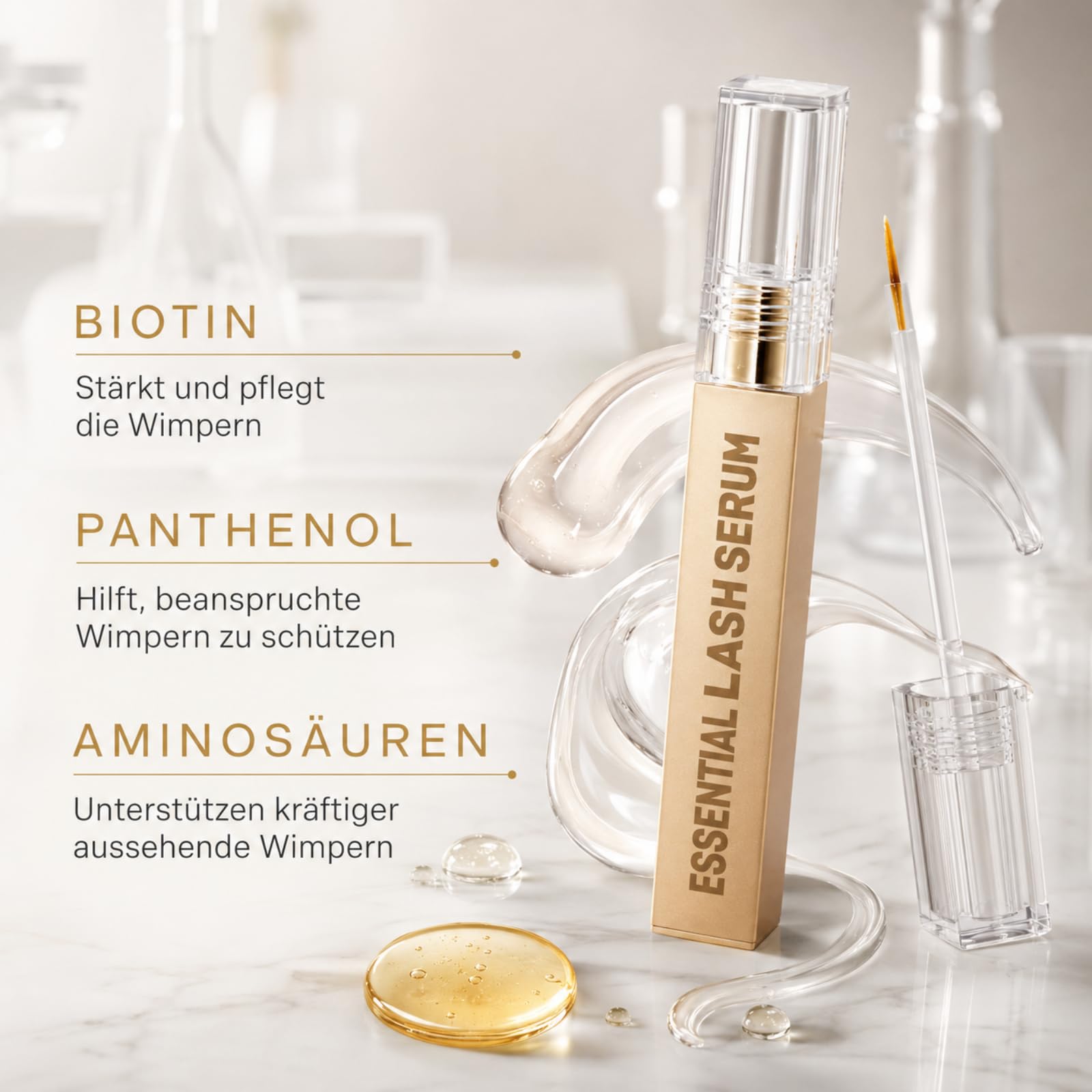 Original Essential Lash Serum(2ML) Lash Serum 4LongLashes Wimpernserum Für Sichtbar Gepflegte Wimpern Feuchtigkeitsspendende Formel Für Zuhause Und Auf Reisen