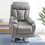 Small Power Lift Recliner for Elderly, Lift Chair Recliners, Electric Recliner Chairs for Seniors, Remote Control, Adjustable, Side Pocket (Light Grey)