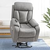 Small Power Lift Recliner for Elderly&comma; Lift Chair Recliners&comma; Electric Recliner Chairs for Seniors&comma; Remote Control&comma; Adjustable&comma; Side Pocket &lpar;Light Grey&rpar;
